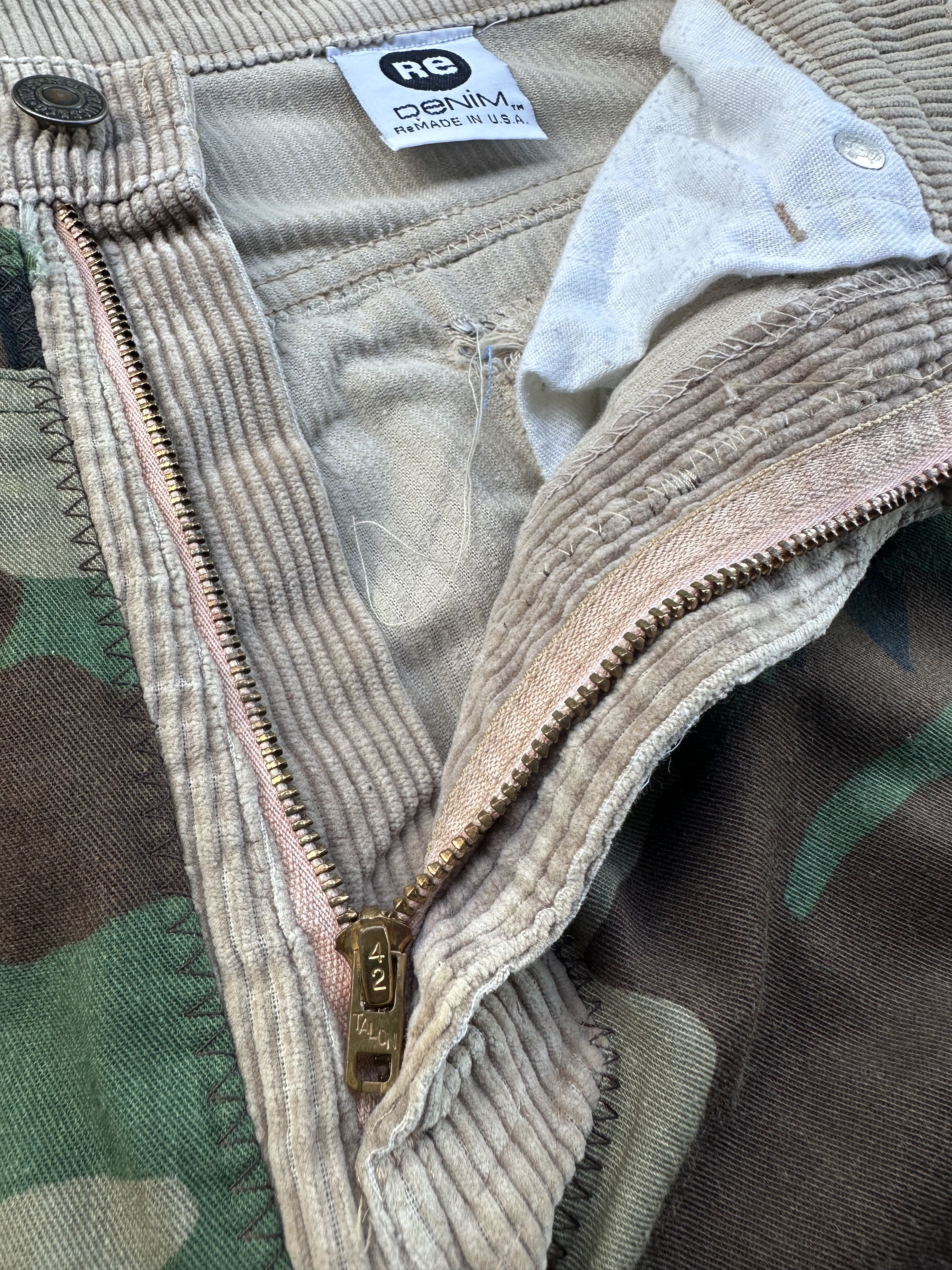 Levi's Vintage Levis 80s No 10 Reconstructed Woodland Camo Curduroy Size US 29 - 18 Thumbnail