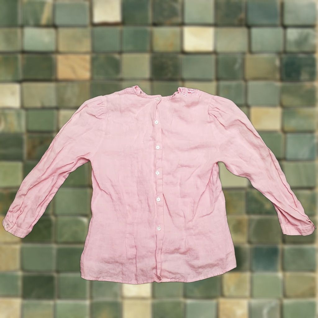 Pinko Westminsterlace Shirt Womens 12 Pink 100% Linen Lace Back Whimsey Cottage Casual Shirt Womens 12 Pink Linen Lace Back Whimsey Cottage Casual Size XL / US 12-14 / IT 48-50 - 1 Thumbnail