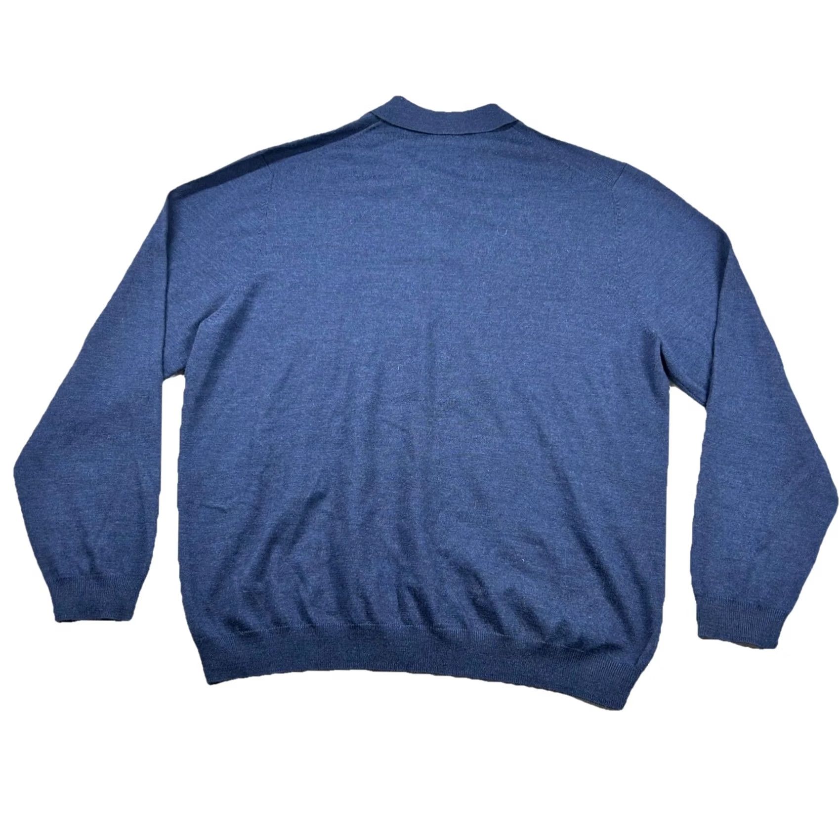 Brooks Brothers VINTAGE Brooks Brothers Sweater Mens 2XL Merino Wool Collared Navy Country Size US XXL / EU 58 / 5 - 2 Thumbnail