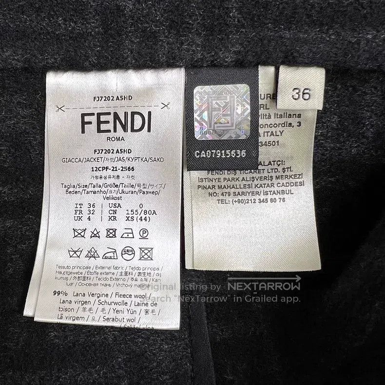 Fendi Fendi Black Wool Coat with Fringe Hem and Monogrammed FF L Size XXS / US 00 / IT 34 - 6 Thumbnail