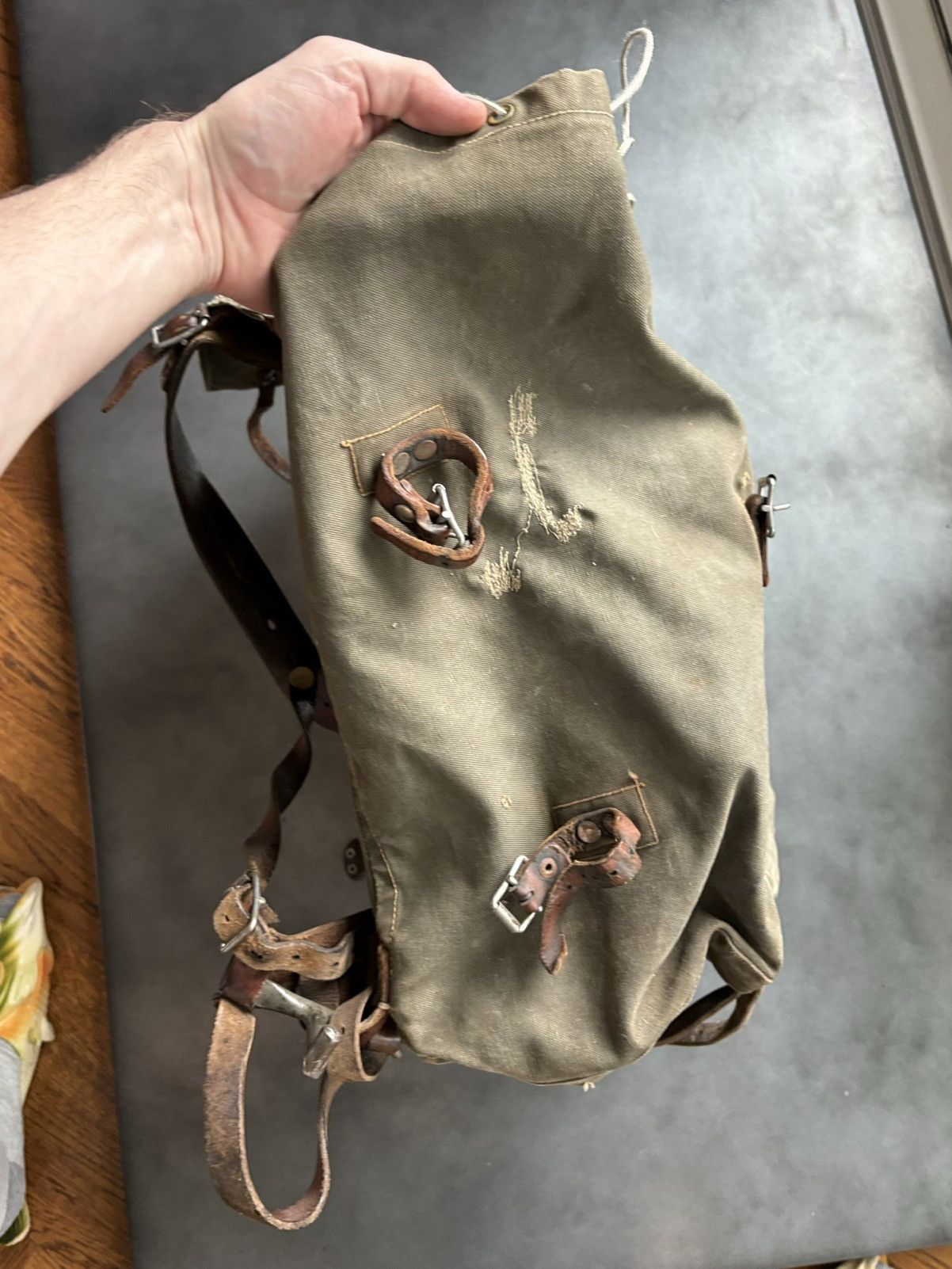 Vintage 1940s Swedish Backpack WW2 Vintage Army Hiking Metal Canvas Size ONE SIZE - 10 Thumbnail