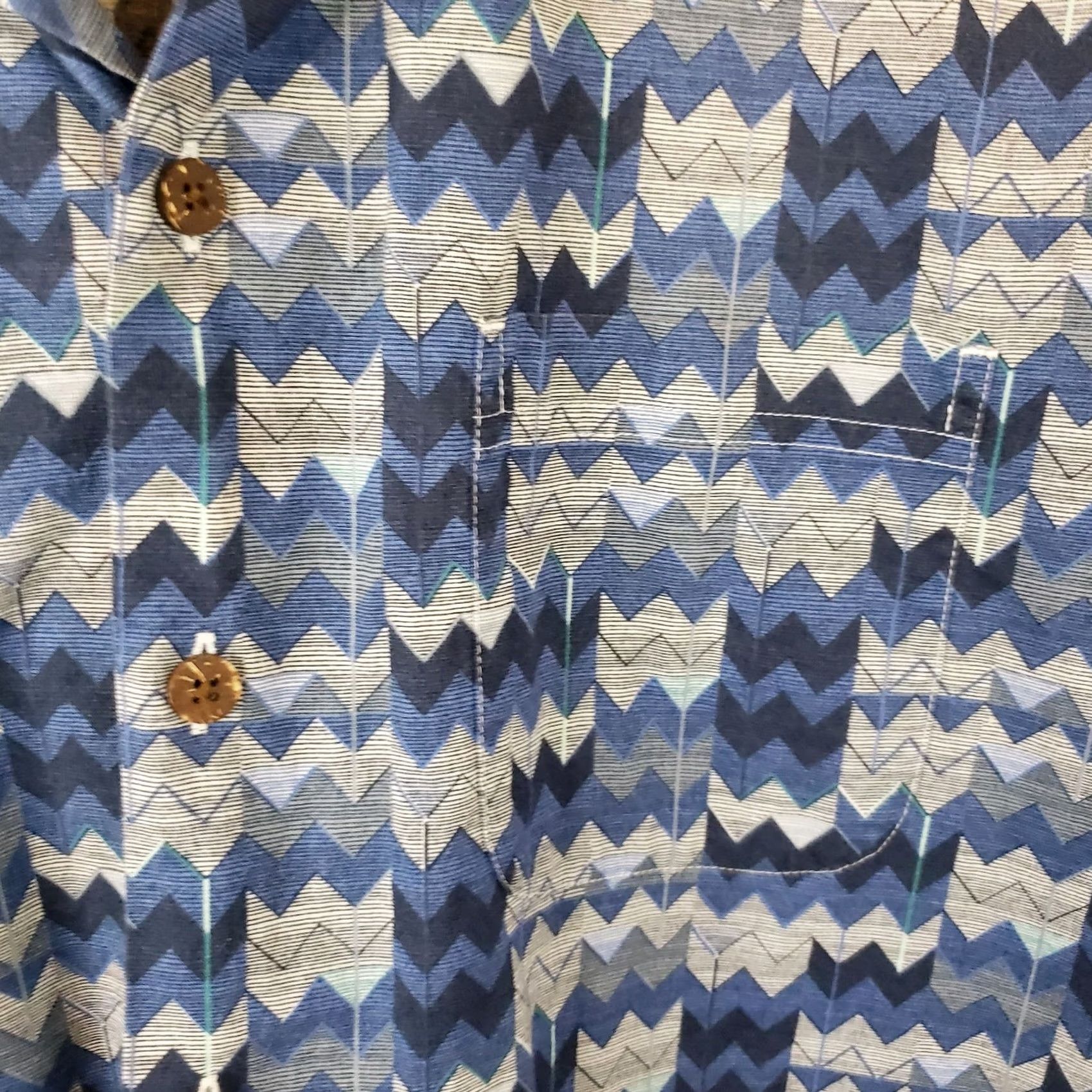 Vintage VINTAGE L.L. Bean Shirt Mens Large Button-Down Traditional Fit Blue Geometric Cotton S Slv Size US L / EU 52-54 / 3 - 4 Thumbnail