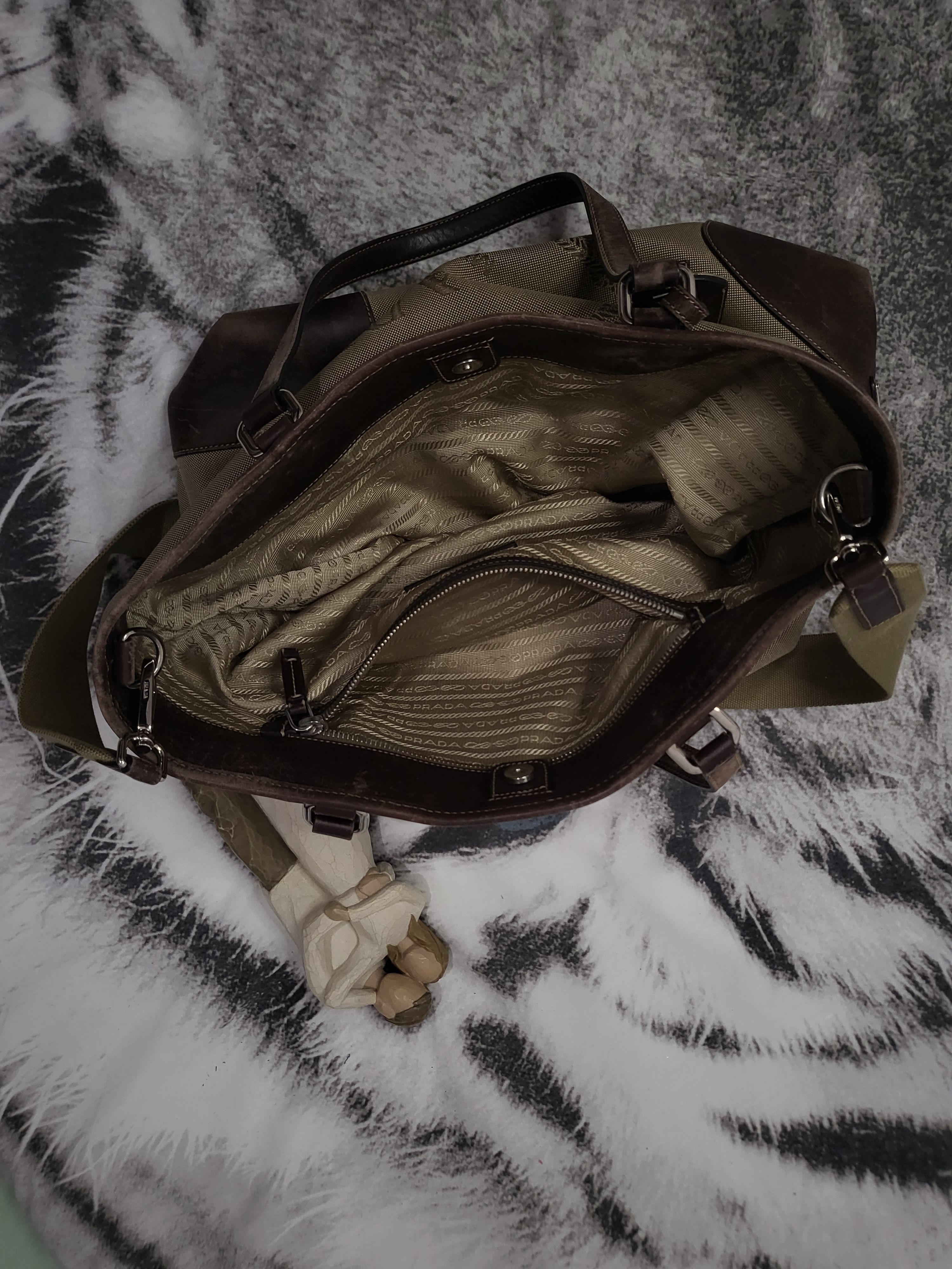 Prada PRADA Logo Jacquard Leather 2Way Bag Beige Broun Size ONE SIZE - 7 Thumbnail