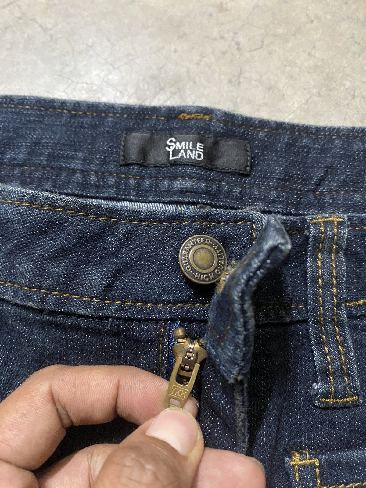 If Six Was Nine Baggy Jeans Japanese Smile Land Rusty Blue Bush Pocket Flare Size US 37 - 6 Thumbnail