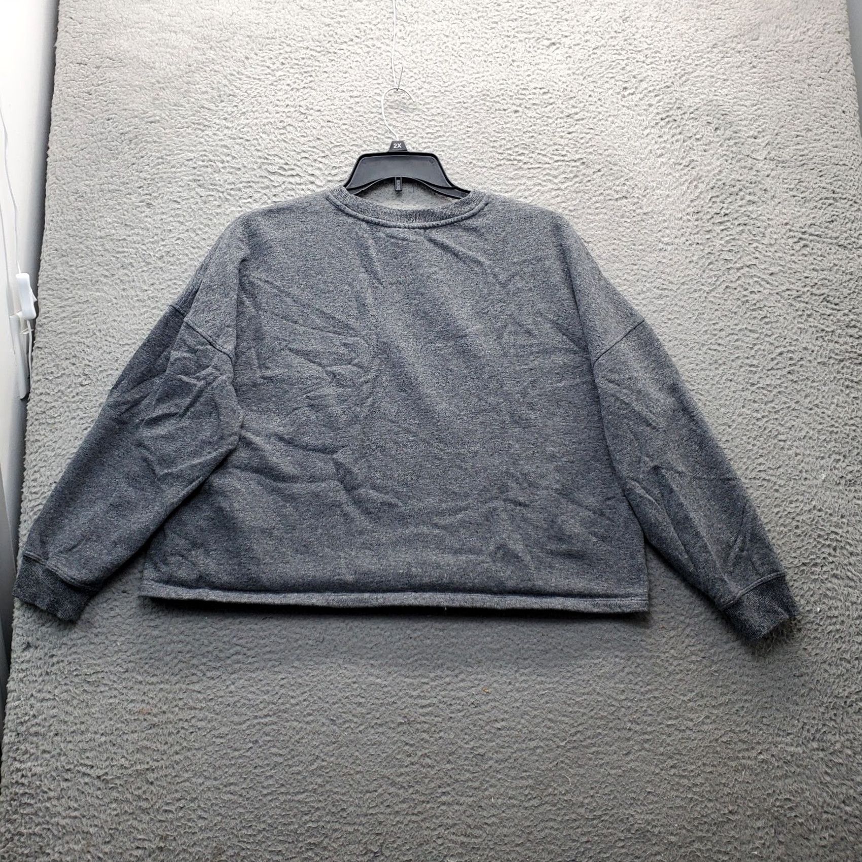 Calvin Klein Calvin Klein Womens XL Cropped Sweatshirt Gray Fleece Lined Pullover Crew Neck Casual Sweatshirt Size XL / US 12-14 / IT 48-50 - 2 Thumbnail