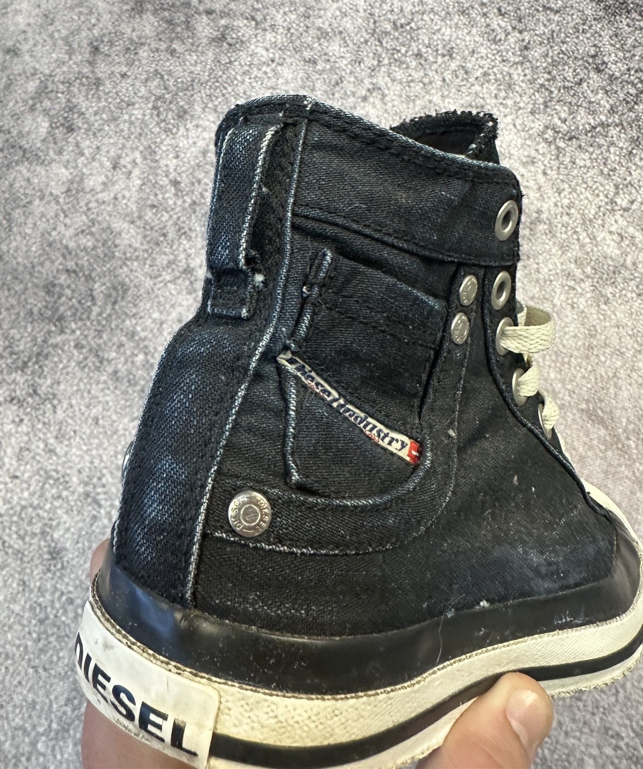 Diesel Y2K Vintage Diesel High Sneakers Streetwear Denim Rare Style Size US 7.5 / IT 37.5 - 3 Thumbnail
