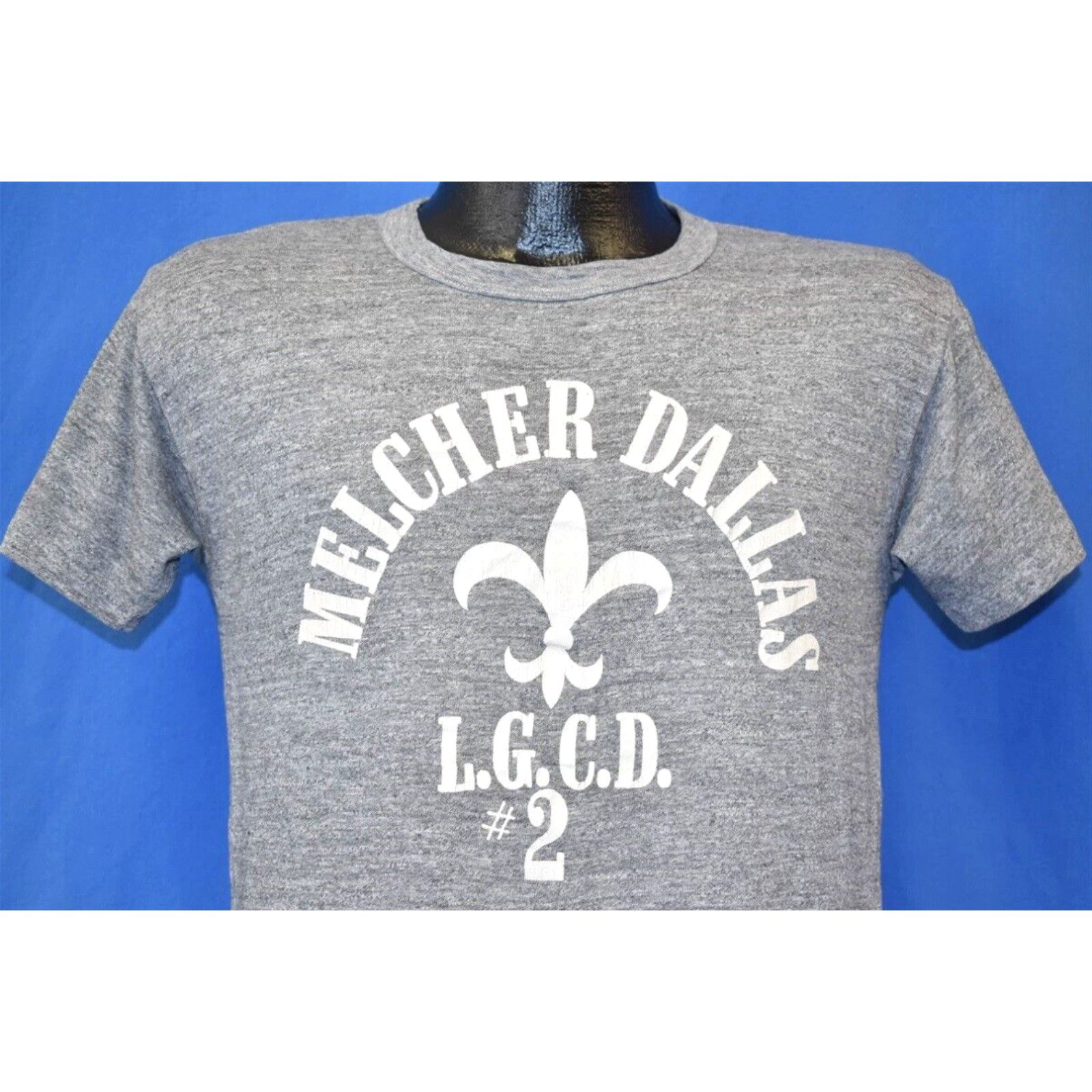 image of Russell Athletic Vintage 80's Melcher Dallas Lgcd 2 Iowa Heather Gray Rayon Tri Blend T-Shirt M in 