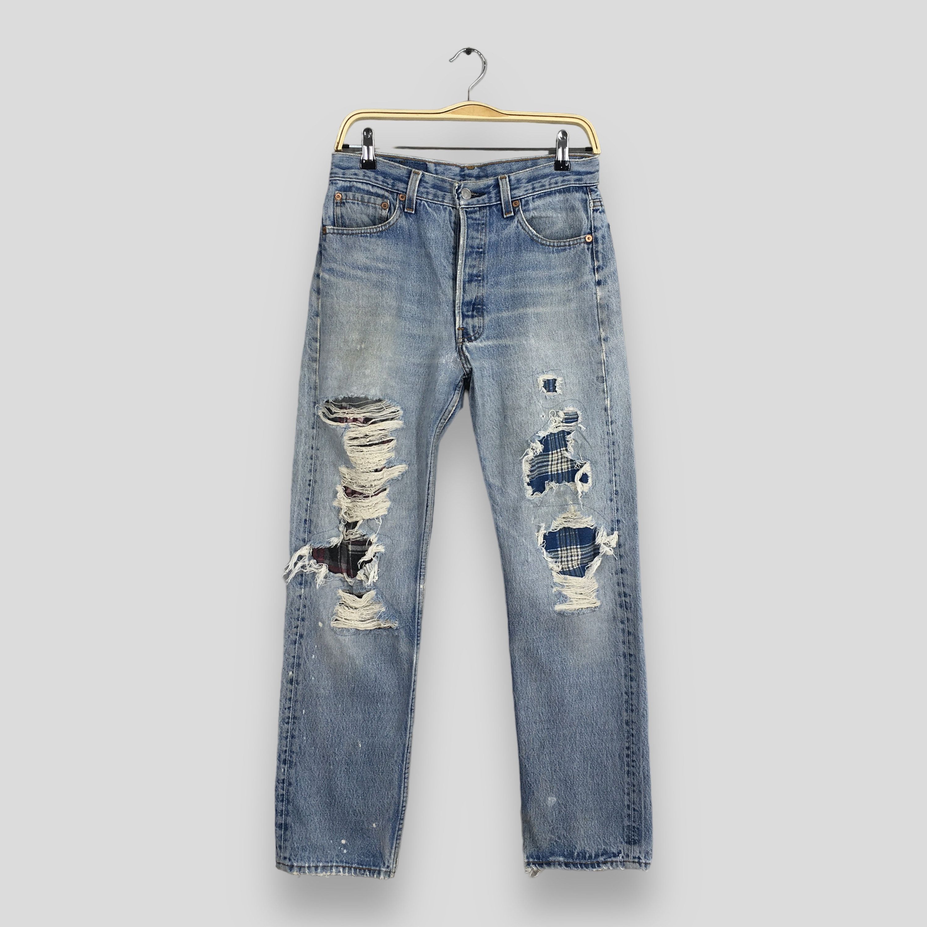 image of Size 28X28 Vintage 90's Levi's 501 Faded Blue Jeans, Men's