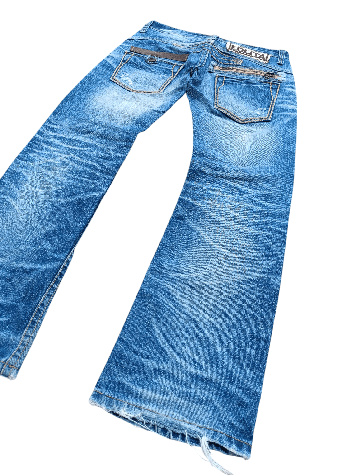 Designer × Japanese Brand × Vintage Flared💥 LOLITA Whiskers Faded Bootcut Rare Design Jeans Size US 32 / EU 48 - 14 Thumbnail