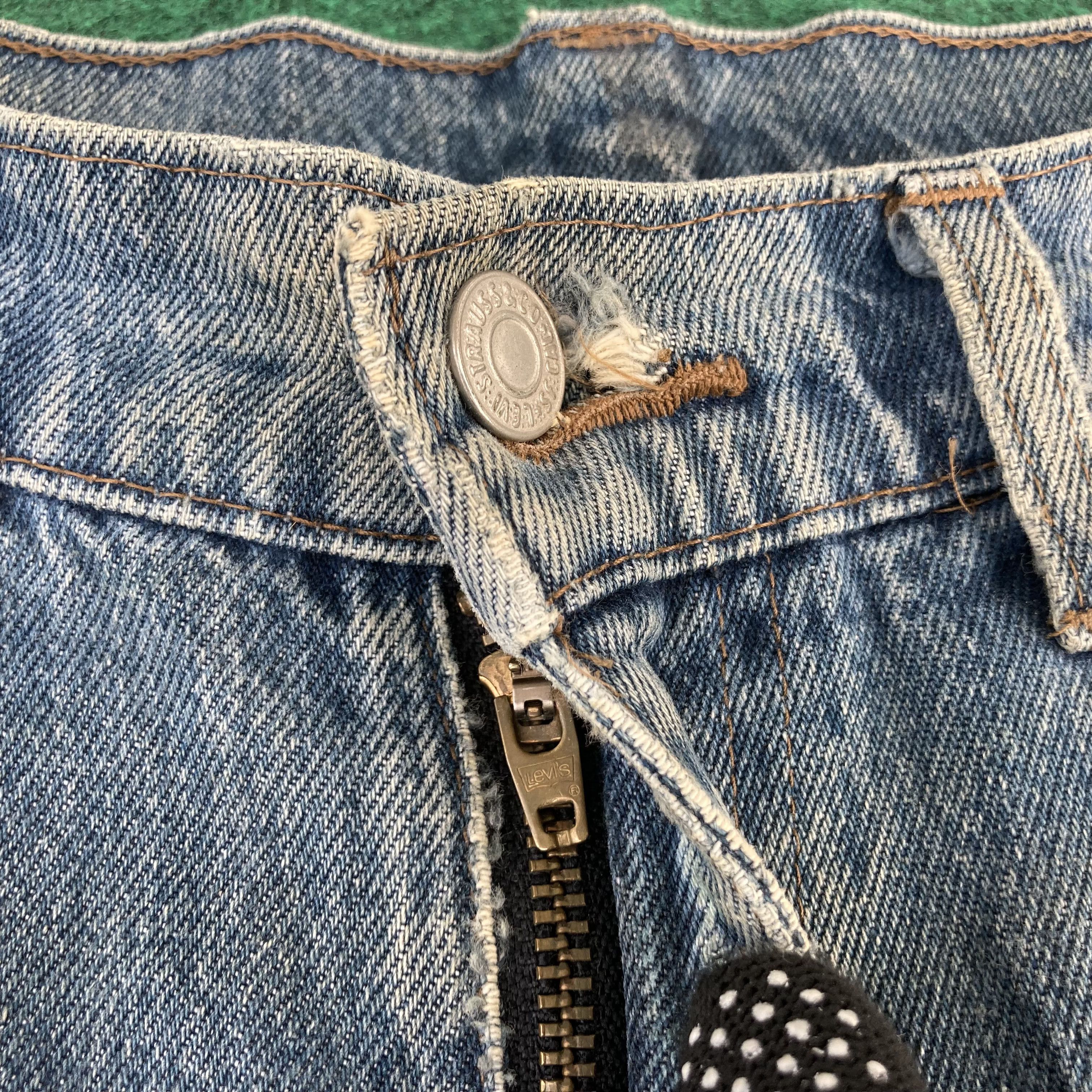 Levi's × Vintage Vtg Levis Short Distressed Jorts Ripped Punk Grunge Jeans Size US 32 / EU 48 - 4 Thumbnail