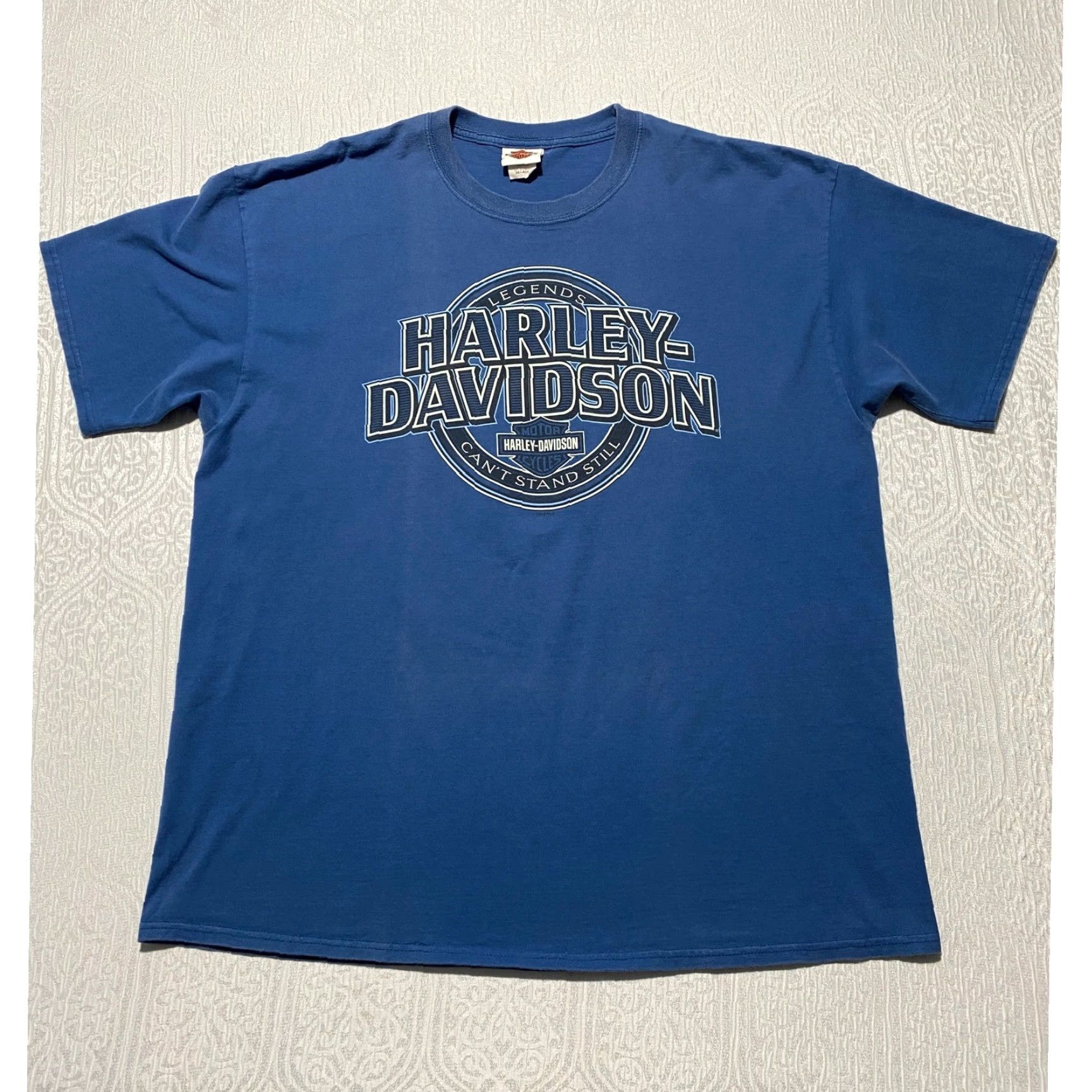 Harley Davidson Harley-Davidson T-Shirt Graphic Print Pirate Pinup Blue 2XL Crew Neck Short Sleeve Logo JSY Heavyweight Vintage? Size US XXL / EU 58 / 5 - 6 Thumbnail