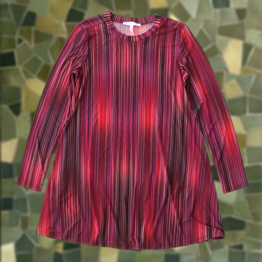 BCBGeneration BCBGeneration Pink Black Red Stripe Stretch Long Sleeve Shift Tunic Tent Dress M Size M / US 6-8 / IT 42-44 - 1 Thumbnail