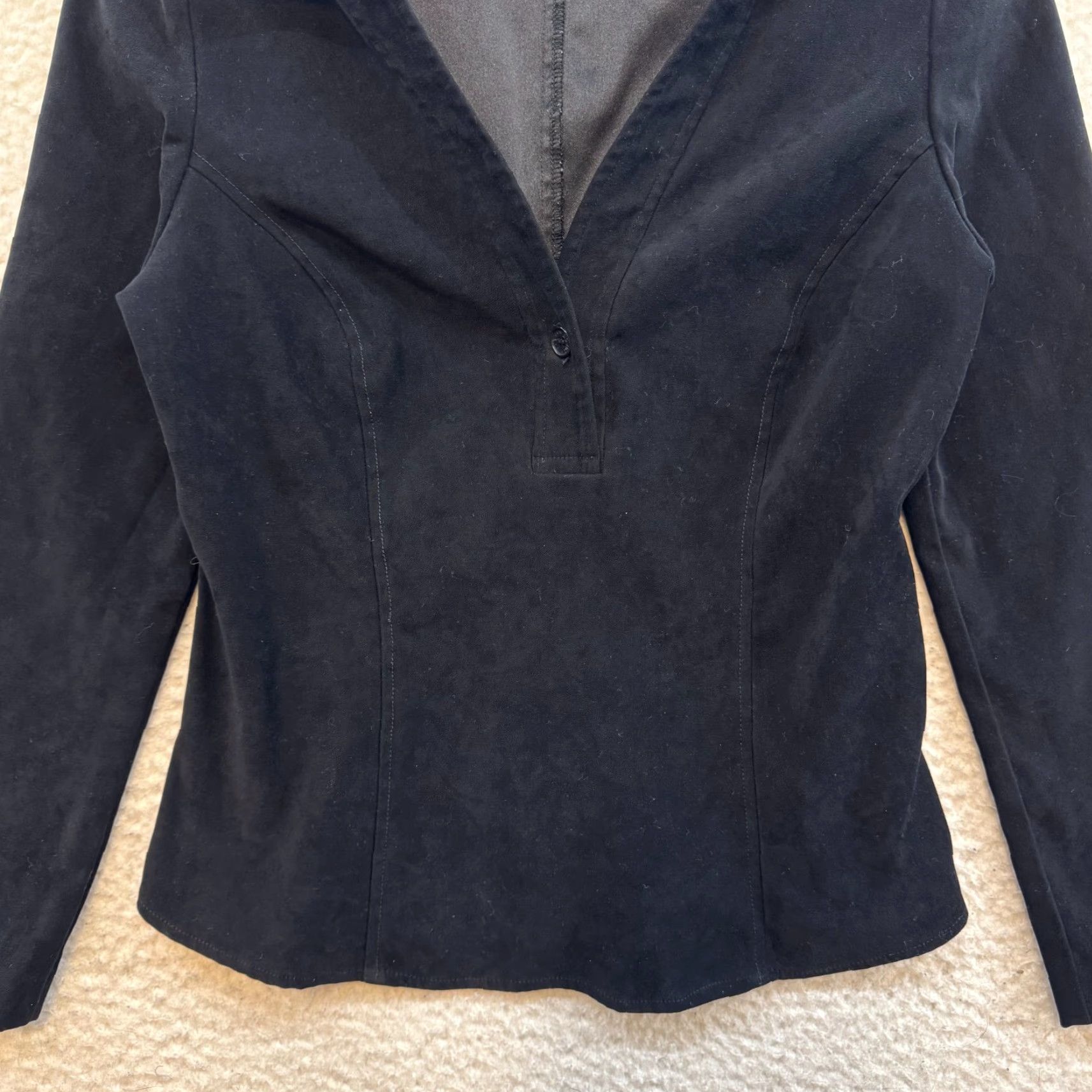 Vintage VINTAGE 90s Y2K BCBG Black Suede Collared Top Blouse Shirt Medium M Office Corpcore Womens Size M / US 6-8 / IT 42-44 - 4 Thumbnail