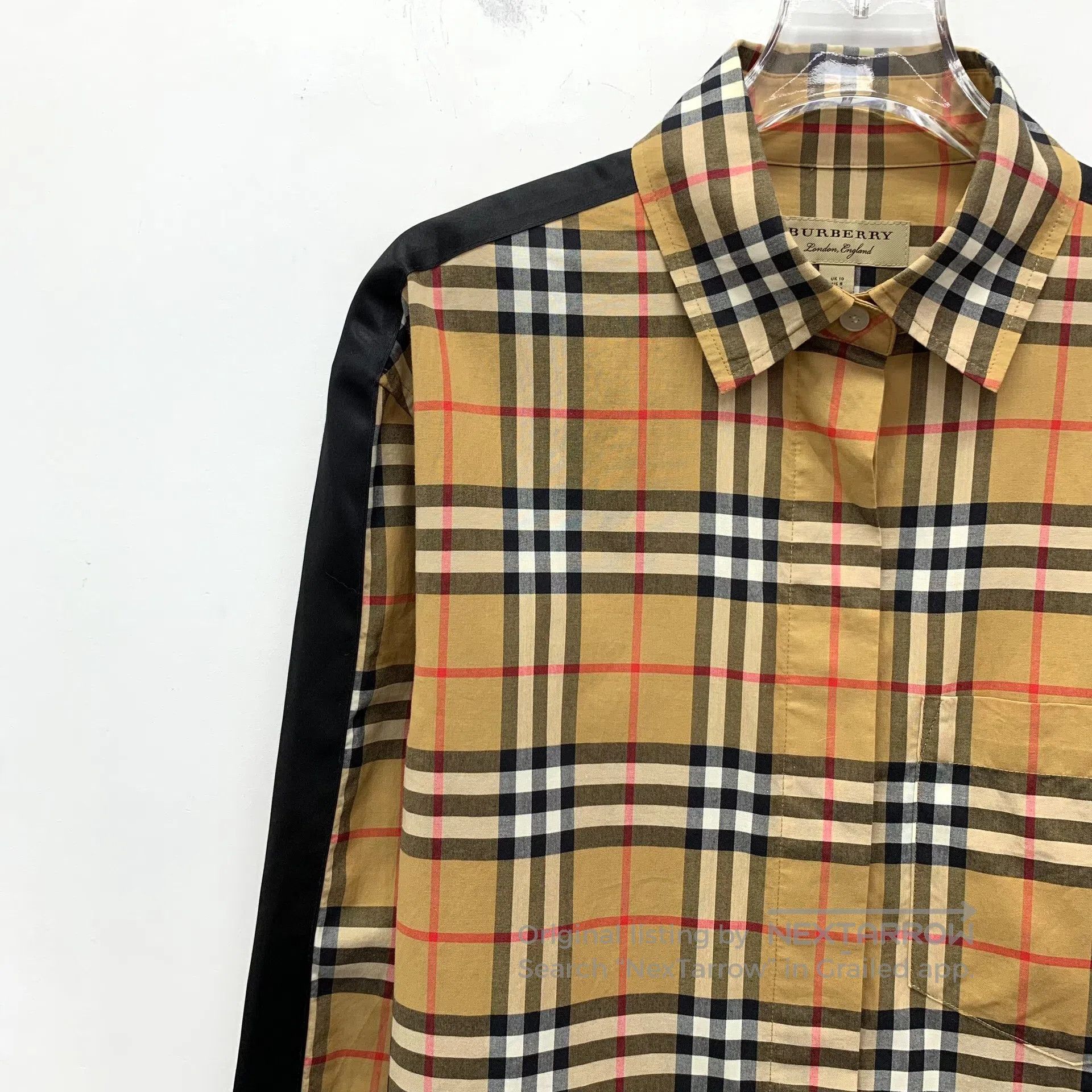 Burberry Burberry Dark Brown Classic Plaid Design Cotton Notched La Size US XS / EU 42 / 0 - 3 Thumbnail