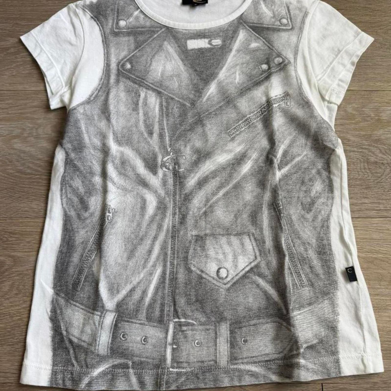 Just Cavalli Just Cavalli Trompe L'oeil Biker Jacket Print T-Shirt Size S / US 4 / IT 40 - 3 Thumbnail