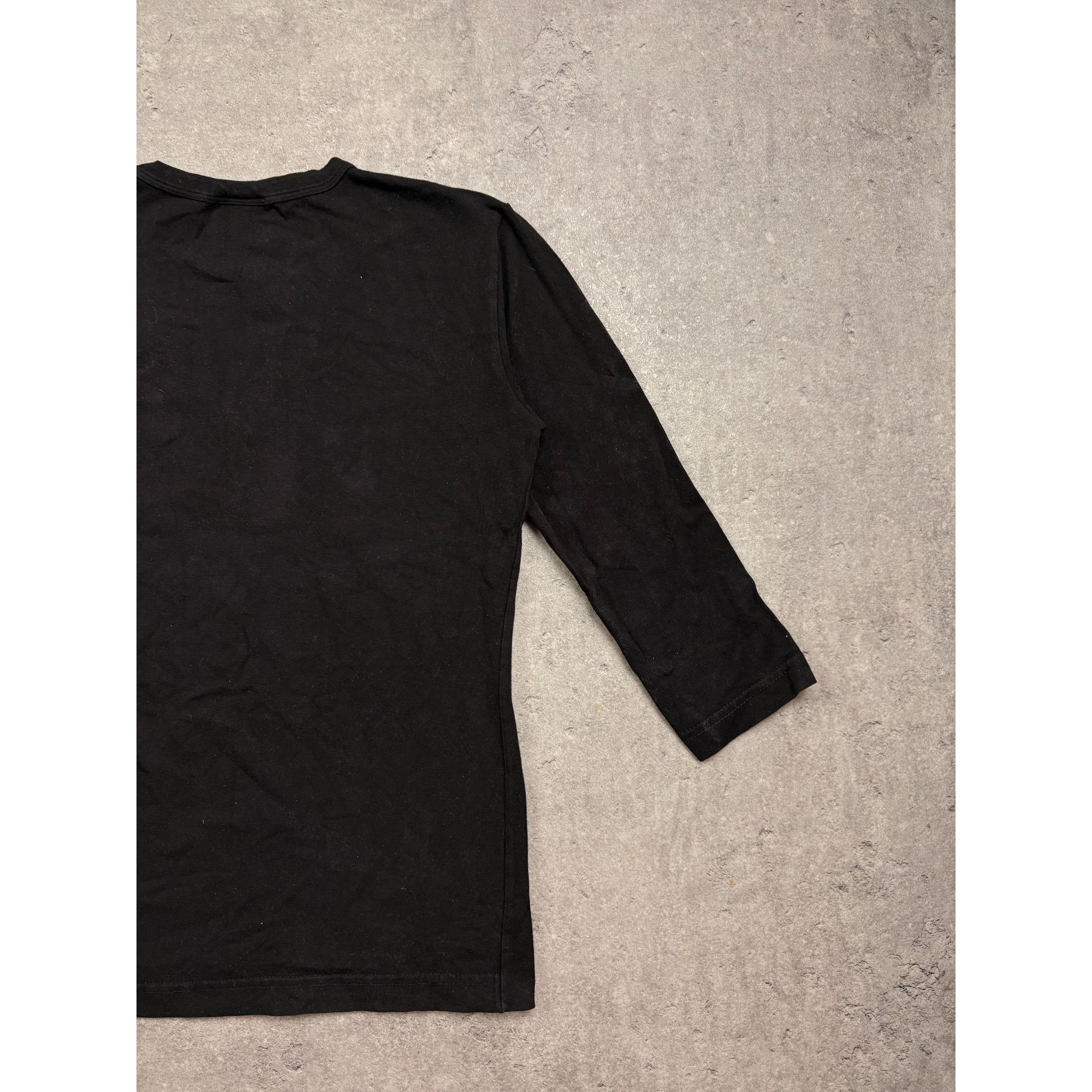 Dolce & Gabbana Dolce & Gabbana Black V-Neck 3/4 Sleeve T-Shirt With Minimal Size M / US 6-8 / IT 42-44 - 7 Thumbnail