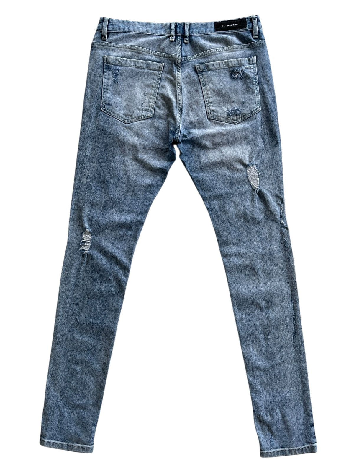 Represent Clo. Represent Acid Blue Distressed Knee Jeans Size US 33 - 7 Thumbnail