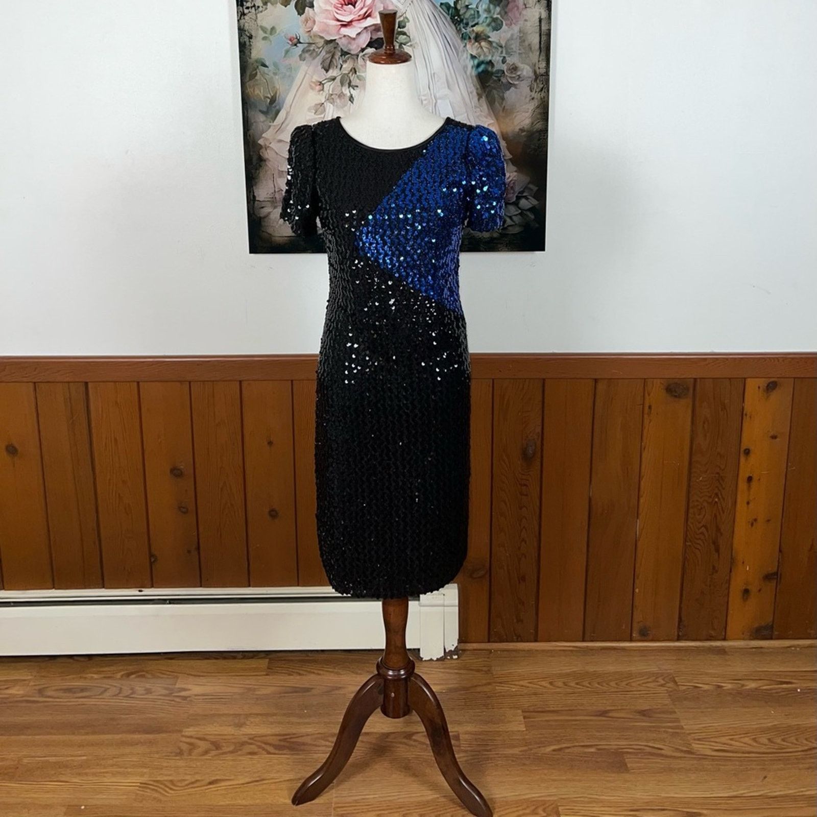 Vintage Fabulous Vintage 1980s Norman Berg Sequin Dress! Size L / US 10 / IT 46 - 2 Thumbnail