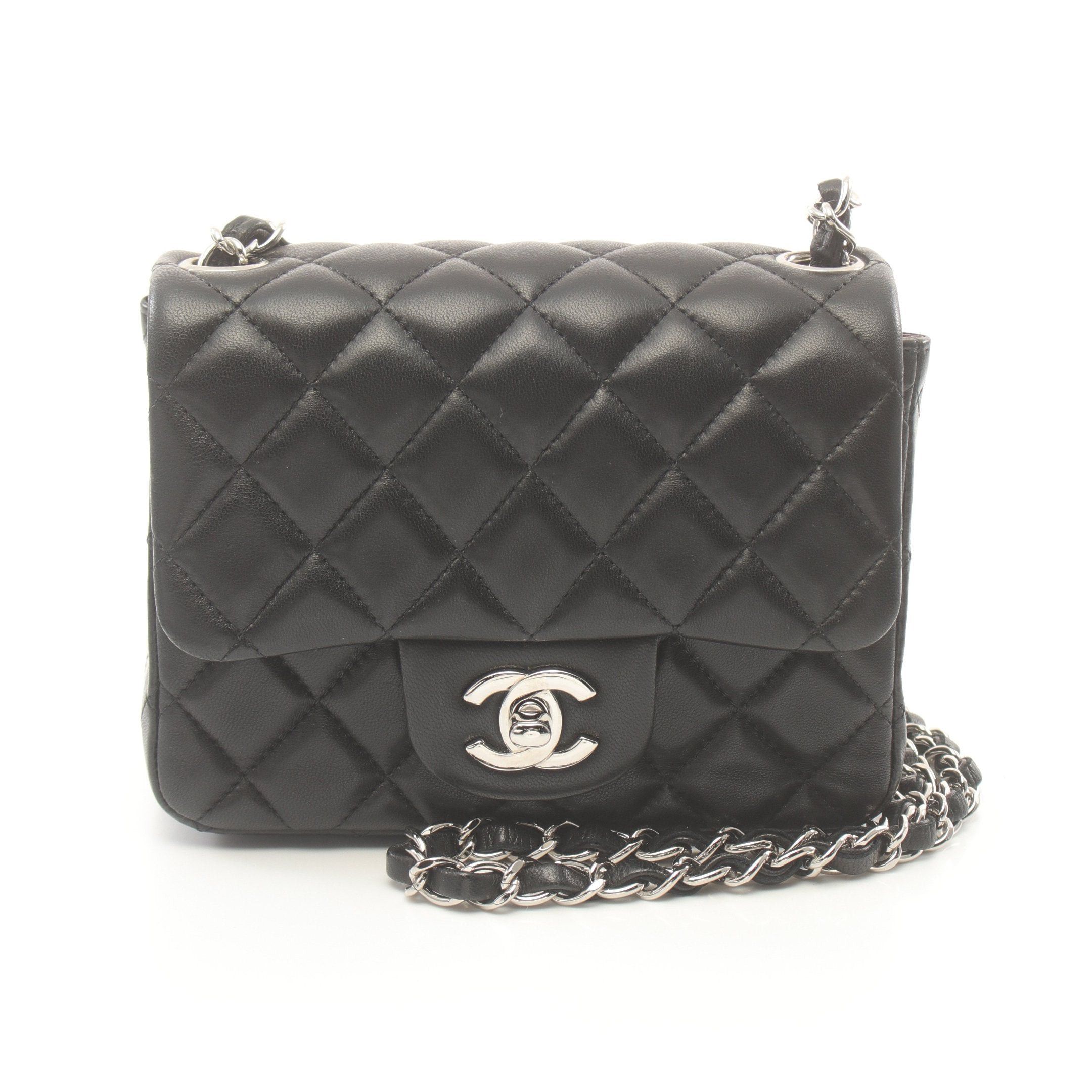 Chanel Chanel Mini Matelasse Chain Shoulder Bag Lambskin Black Silver Hardware Size ONE SIZE - 1 Thumbnail