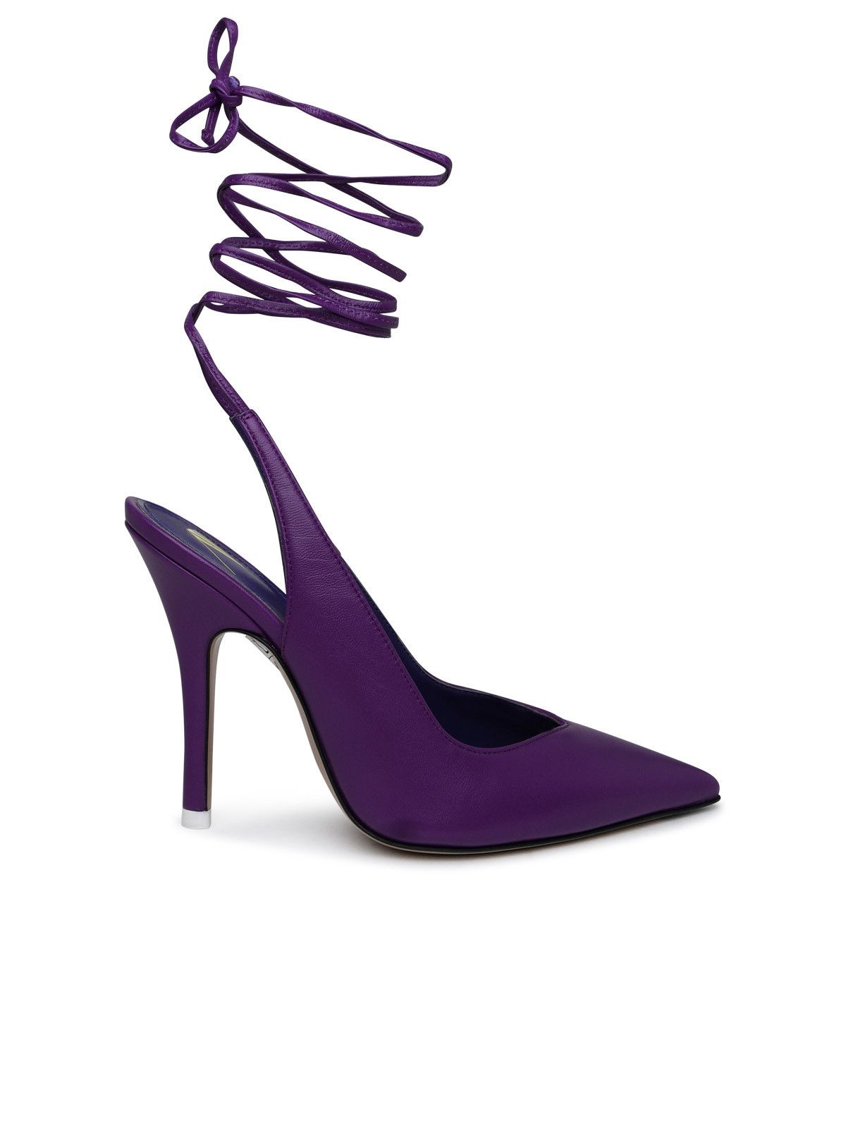 image of The Attico Venus Slingback In Purple Leather Shoes in Liliac, Women's (Size 8)