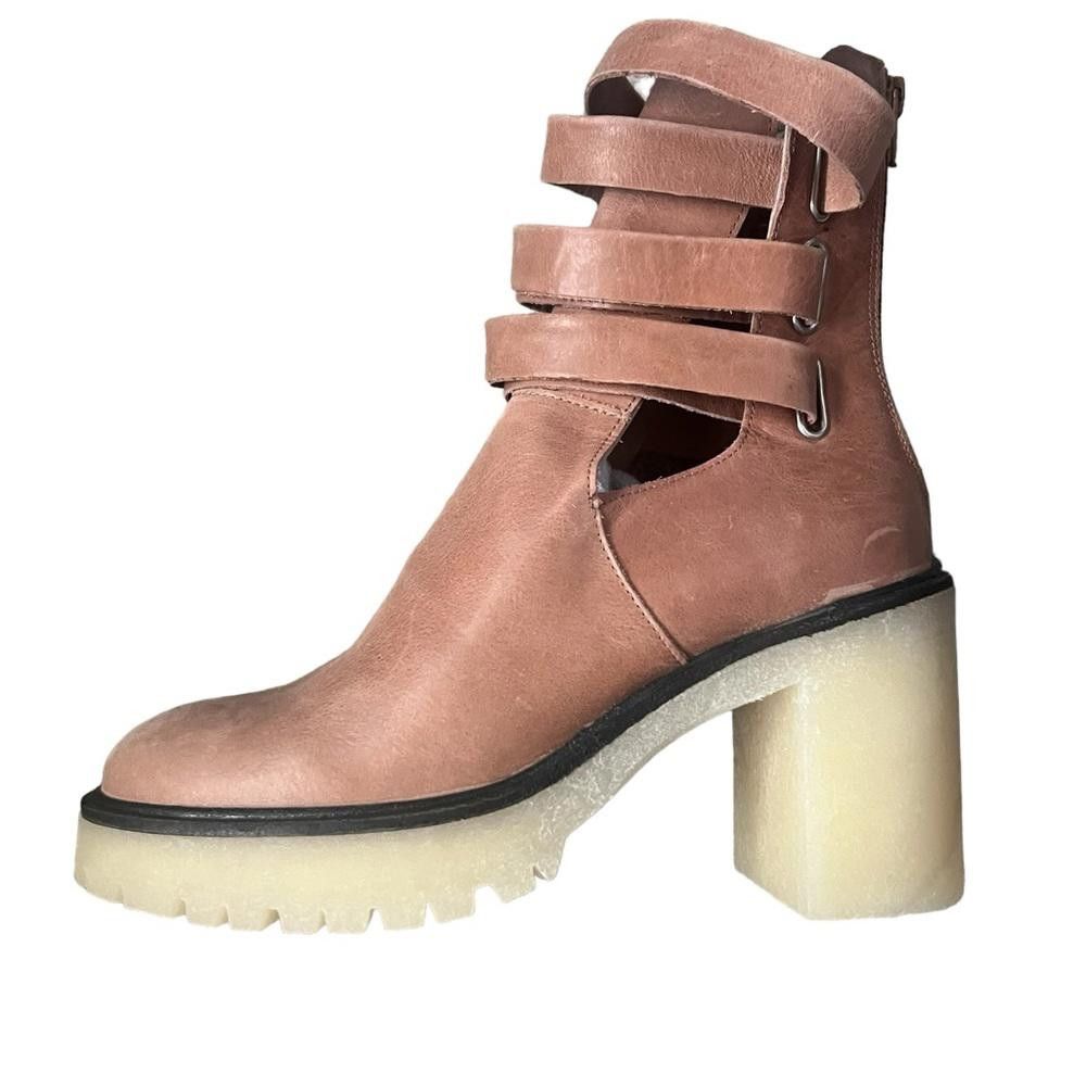 image of Free People Leather Jesse Cutout Boot In English Tan Size, Women's (Size 9.5)