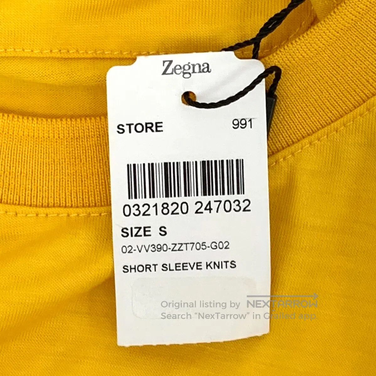 Ermenegildo Zegna Zegna Yellow Logo Patch Wool Round Neck Short Sleeve T-Shi Size US S / EU 44-46 / 1 - 9 Thumbnail
