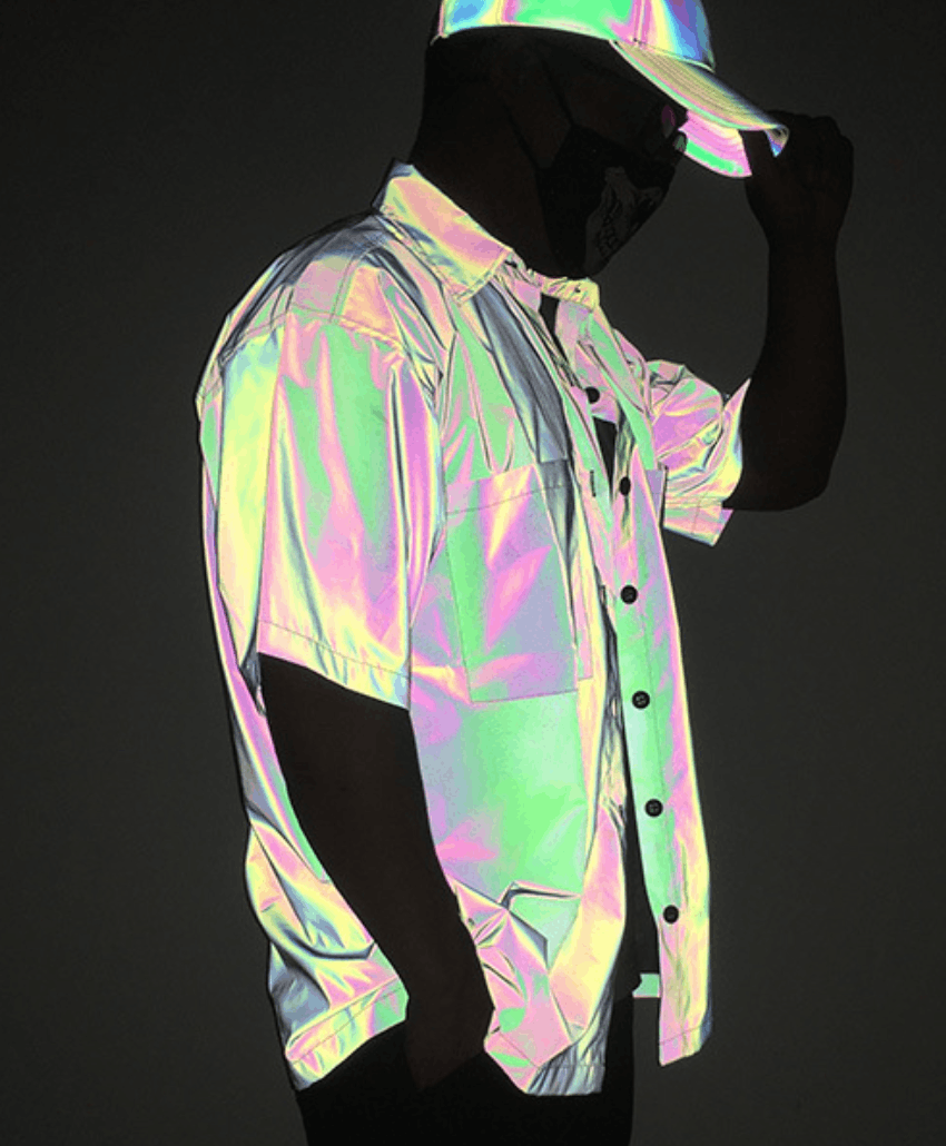 Designer Holographic Rainbow Reflective Mens Shirt Size US M / EU 48-50 / 2 - 5 Thumbnail