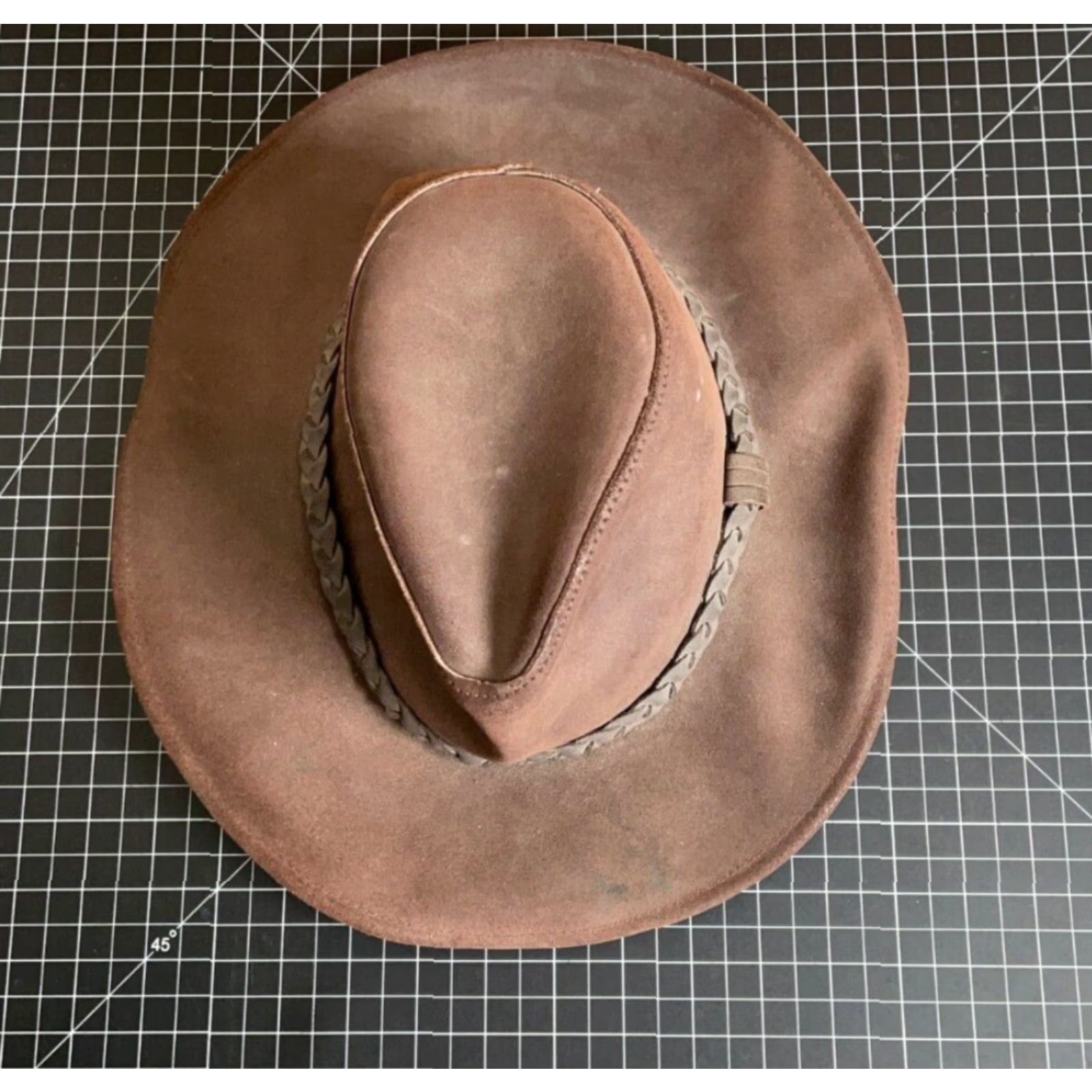Wilson VINTAGE Wilson Leather Cowboy Hat Medium Dark Brown Western Braided Band Mens Size ONE SIZE - 4 Thumbnail