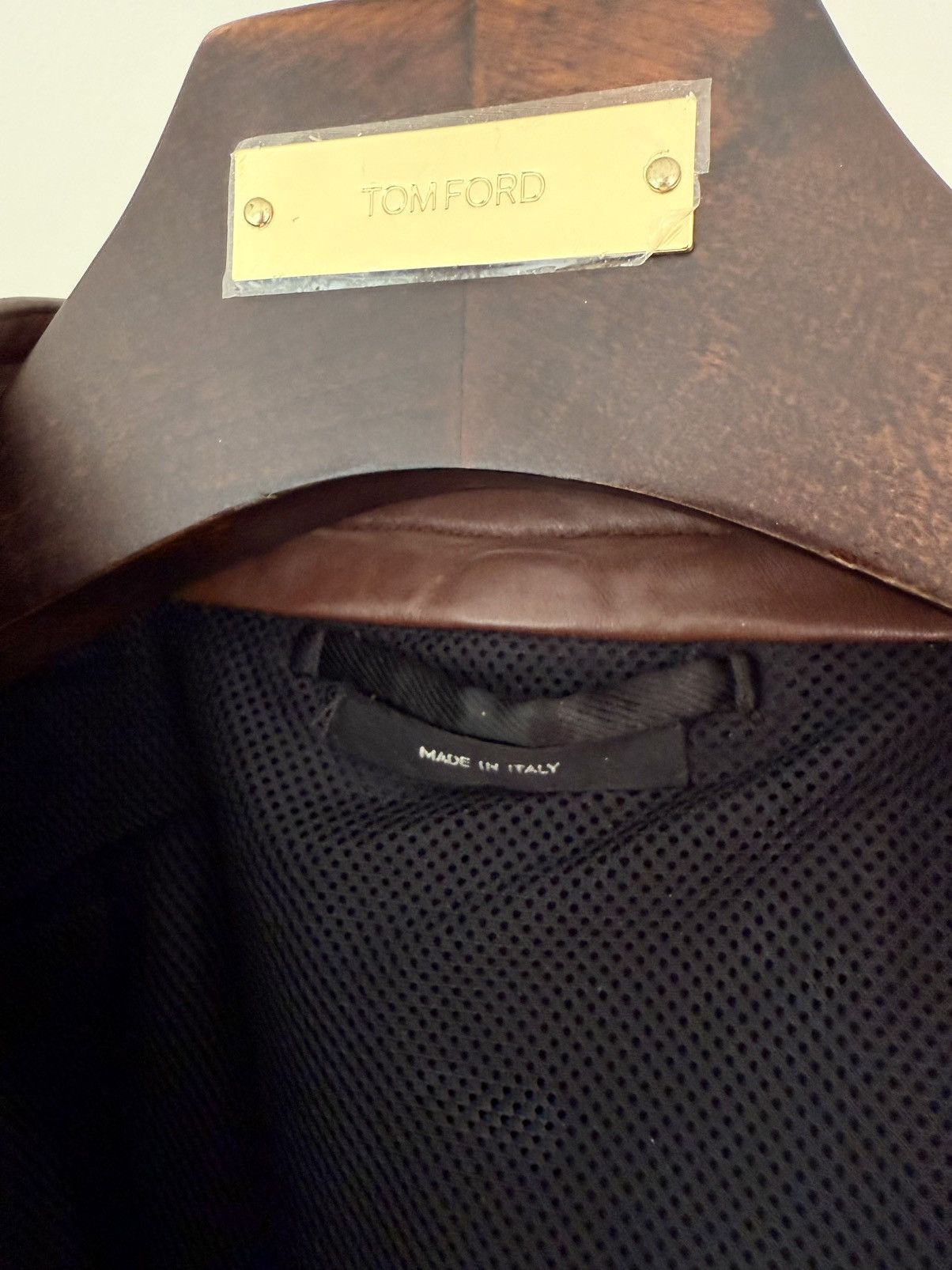 Tom Ford Tom Ford Plongé Leather Racer Jacket TFL717-BU401 Brown Size US XXL / EU 58 / 5 - 9 Thumbnail
