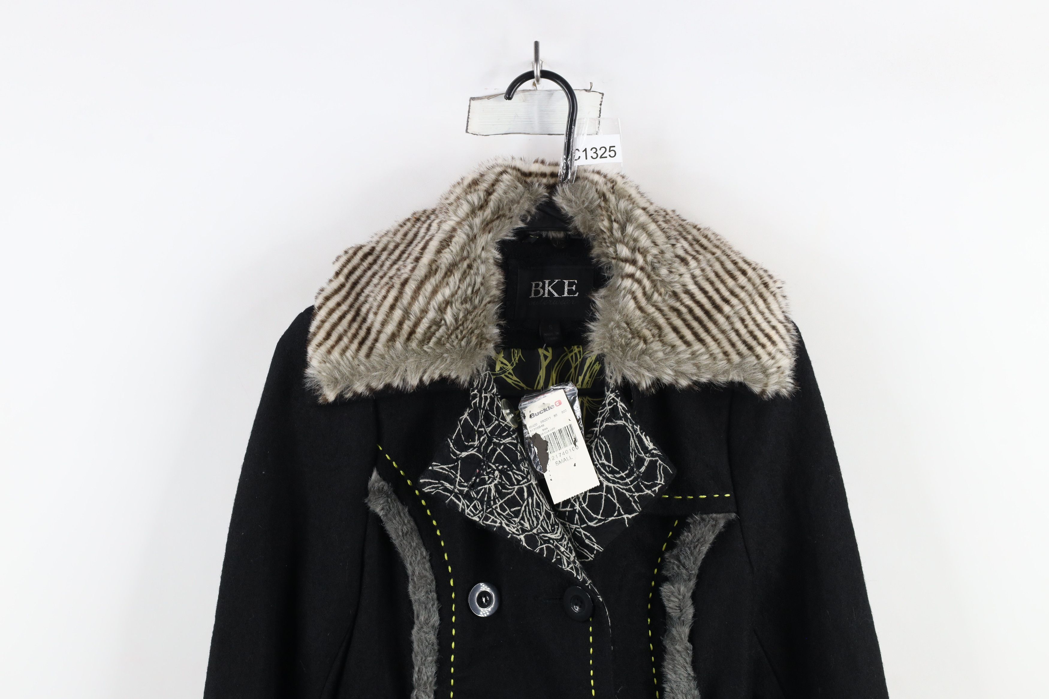 Vintage New Buckle BKE Trim Wool Pennylane Peacoat Jacket Black Size S / US 4 / IT 40 - 2 Thumbnail