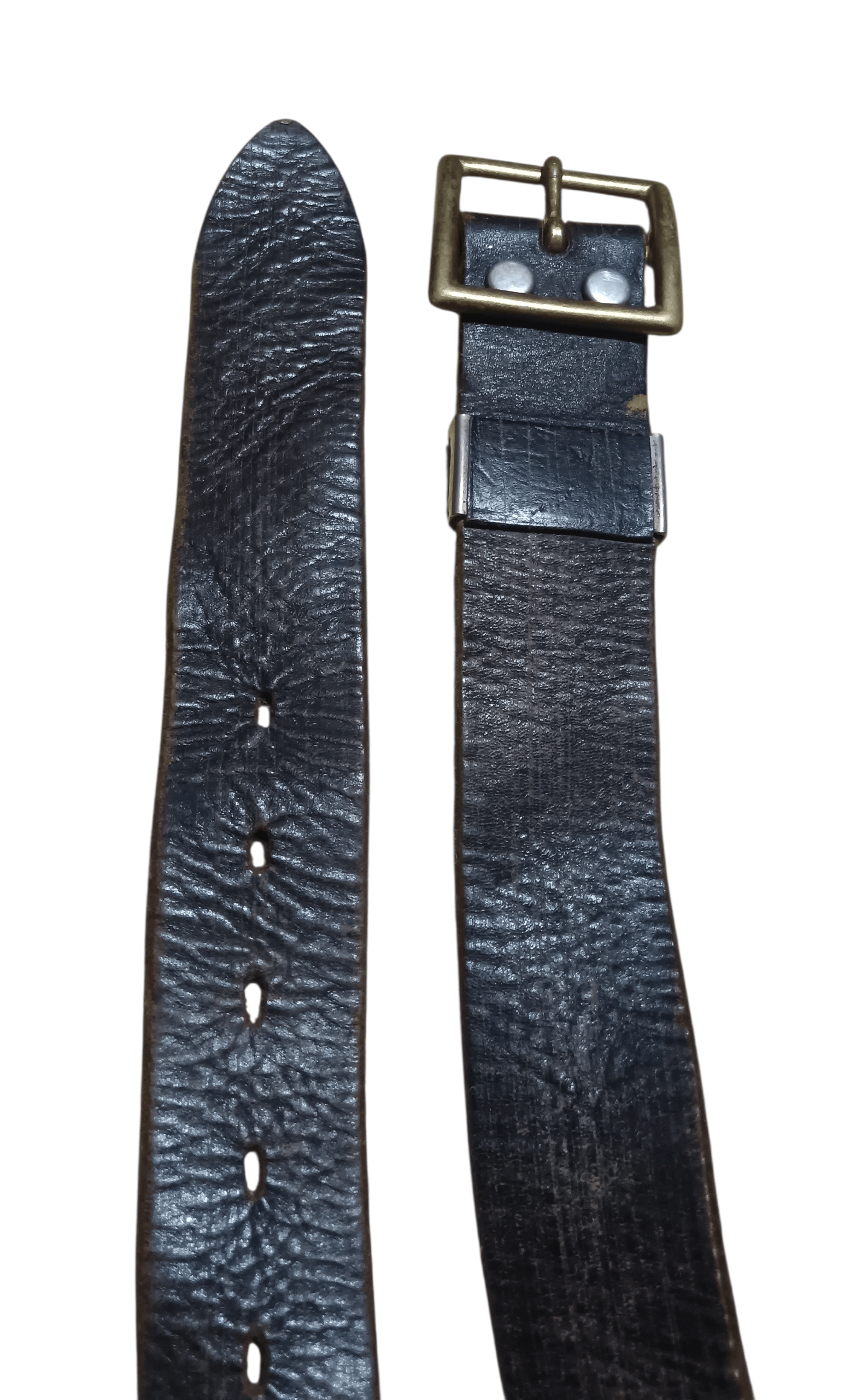 Genuine Leather VINTAGE LEATHER BELT WITH BRASS BUCKLE Size 32 - 2 Thumbnail