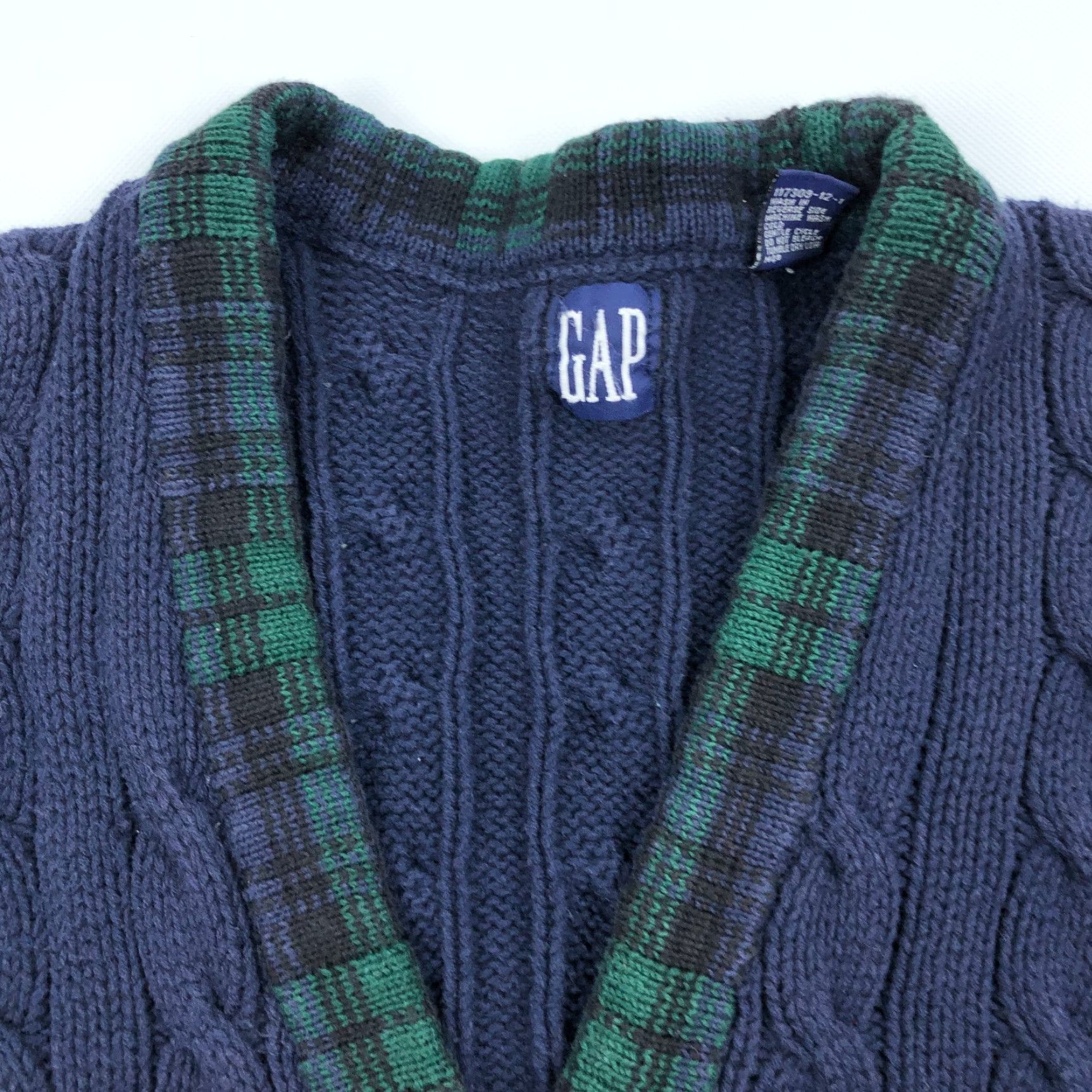 Gap VINTAGE Gap Cardigan Sweater Mens M Cable-Knit 80s Blue Size US M / EU 48-50 / 2 - 2 Thumbnail
