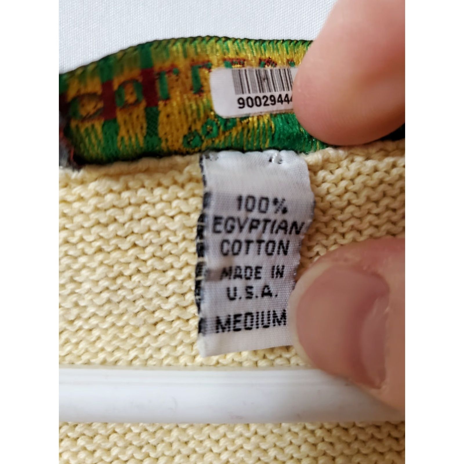 Vintage Gordon Thomas Collectibles Sweater V Neck Yellow Size M USA Egyptian Cotton Cable-Knit Pullover Mens Regular Size US M / EU 48-50 / 2 - 3 Thumbnail