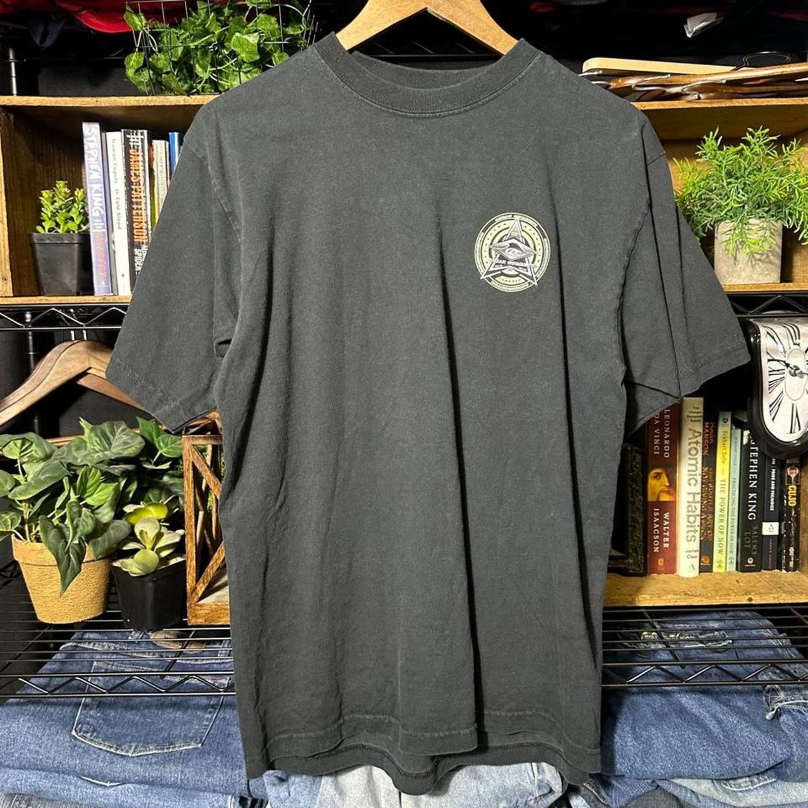 Billabong Vintage 90s Ocean Current Surf Tee Faded Black Shirt Large Size US L / EU 52-54 / 3 - 2 Thumbnail