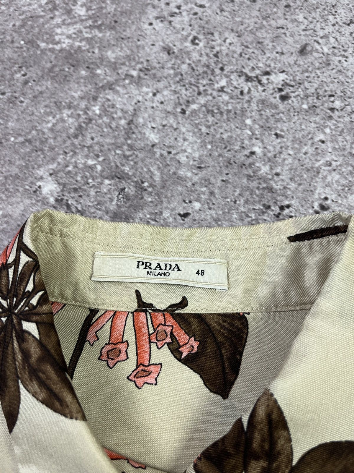 Prada Prada Milano Floral Silk Shirt Beige Size XL / US 12-14 / IT 48-50 - 6 Thumbnail