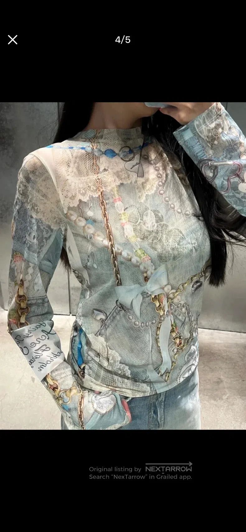 Acne Studios Acne Studios Lace 3D Printed Long Sleeve Size XS / US 0-2 / IT 36-38 - 6 Thumbnail