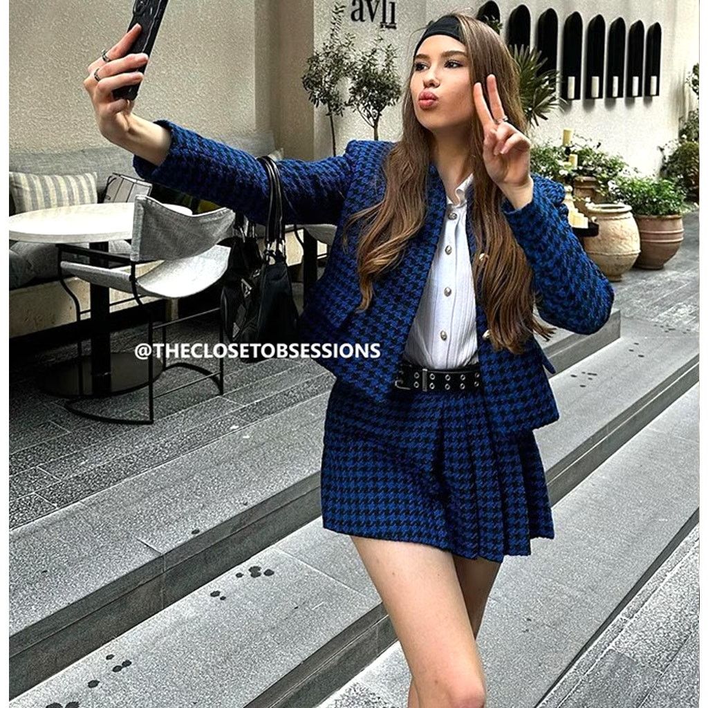 Zara ZARA Houndstooth Blazer + Skort Set NWT L Size L / US 10 / IT 46 - 13 Thumbnail