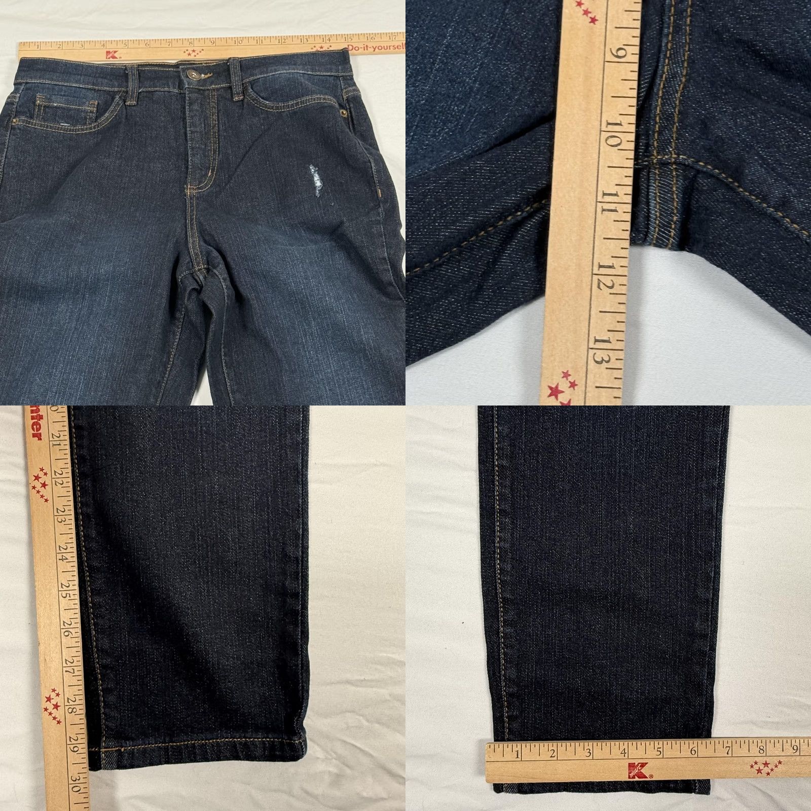 Vintage Studio by d&co Denim Jeans Size 6 Tall Blue Mid Rise Straight Stretch 30x30 Marathon Distressed Pockets Zip Fly Womens Jeans Size 28" / US 6 / IT 42 - 8 Thumbnail