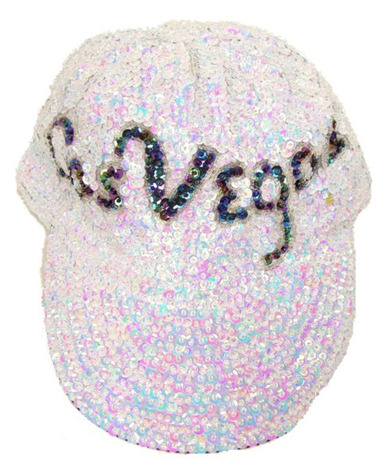 Designer Sequin Baseball Cap LAS VEGAS Opal White & Peacock Size ONE SIZE - 1 Preview