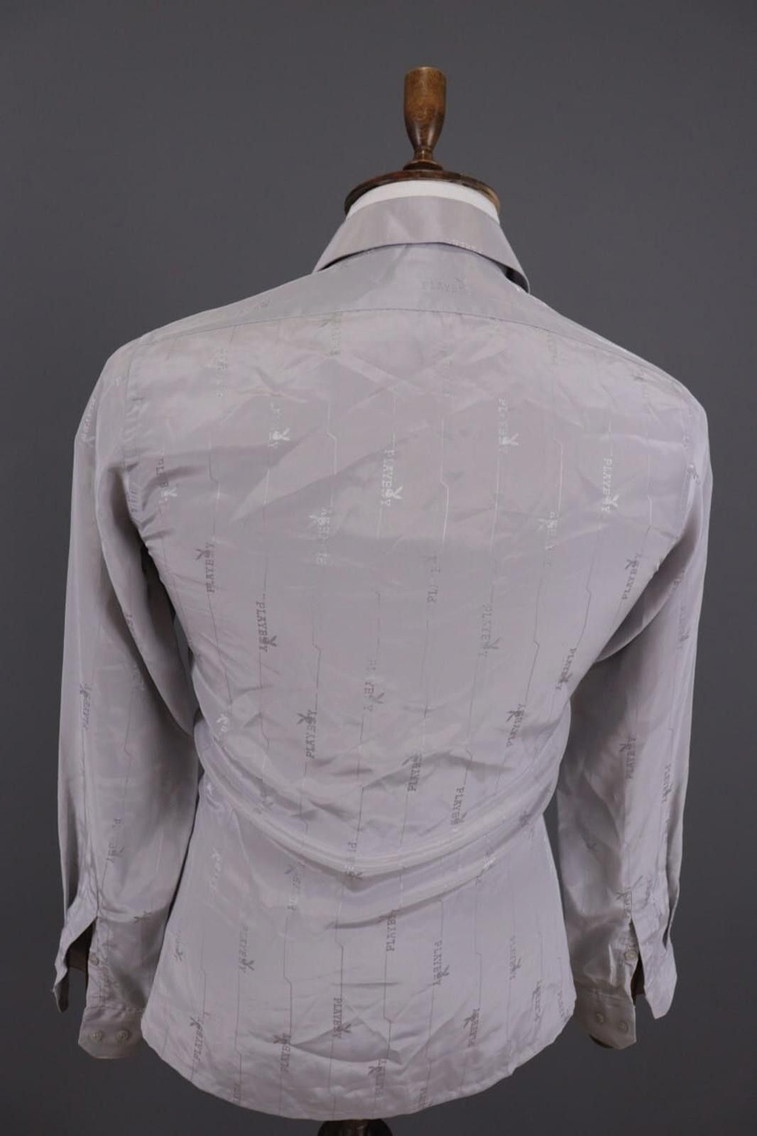 Playboy Play Boy Silk Look Striped Logo Printed Shirt Size 33 / 34 Size US M / EU 48-50 / 2 - 12 Thumbnail