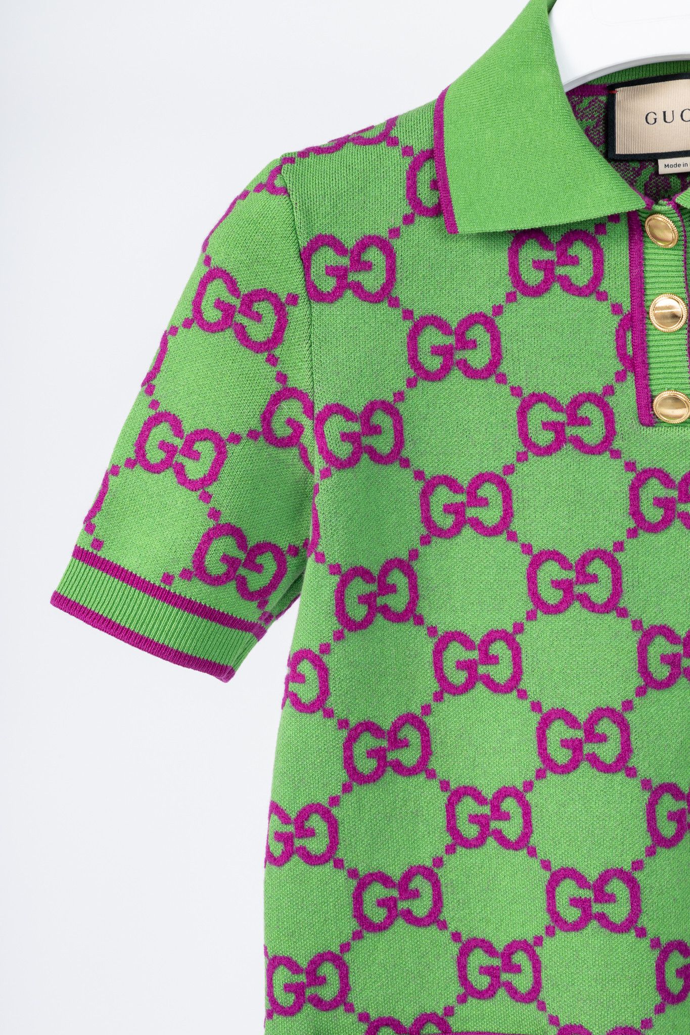 Gucci Gucci Green & Purple GG Monogram-Jacquard Polo Mini Dress Size M / US 6-8 / IT 42-44 - 5 Thumbnail