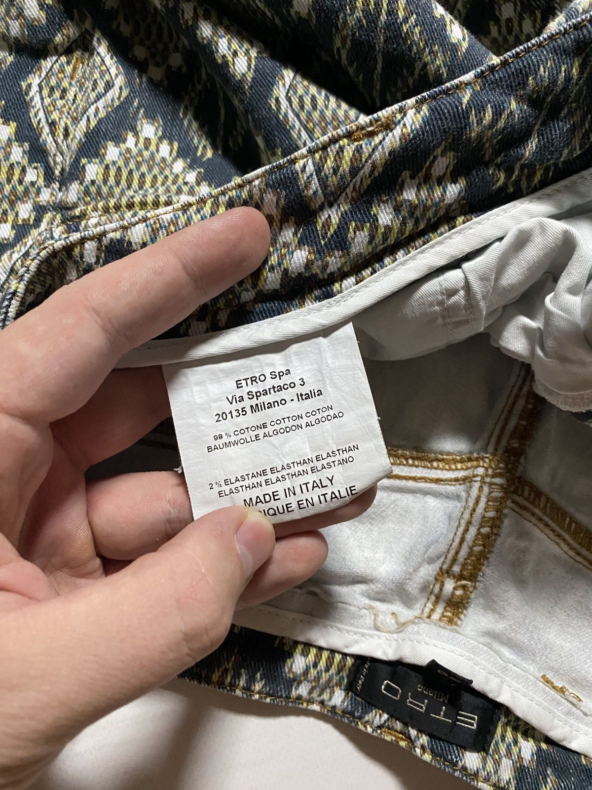 Designer × Etro Etro Jacquard Pattern Diamonds slim fit designer jeans Size 25" / US 0 / IT 36 - 4 Thumbnail