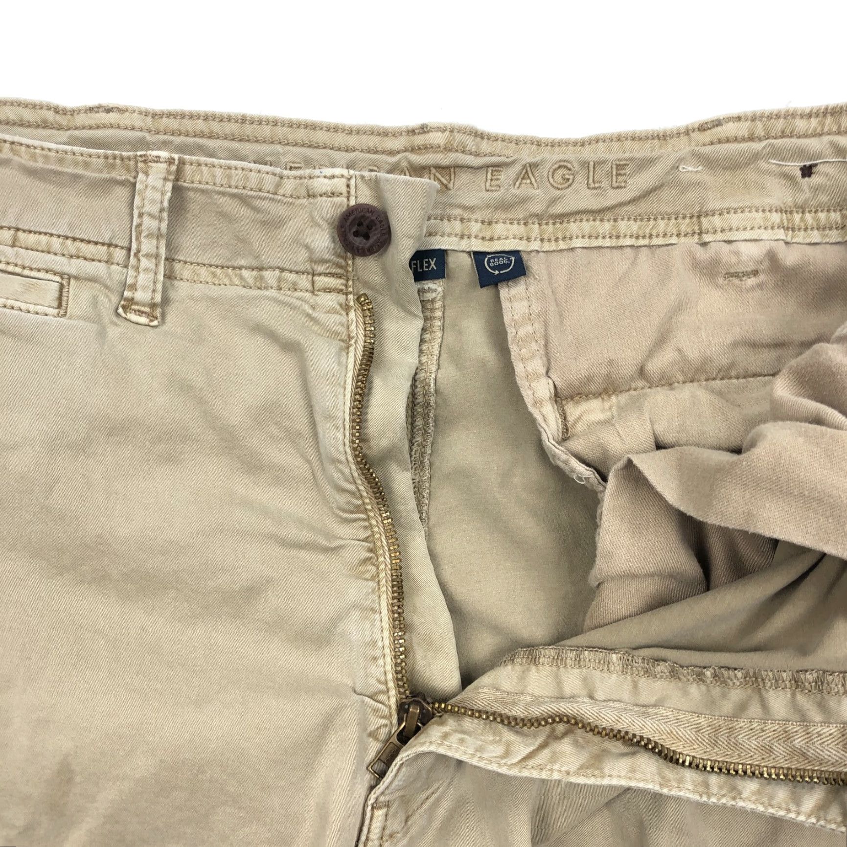 American Eagle Outfitters American Eagle Outfitters Men’s 32x27 Flex Cargo Pants Khaki Tan Drawstring Cargo Pocket Solid Twill Casual Easy Care Cotton Blend 32x27 Mens Size US 32 / EU 48 - 5 Thumbnail
