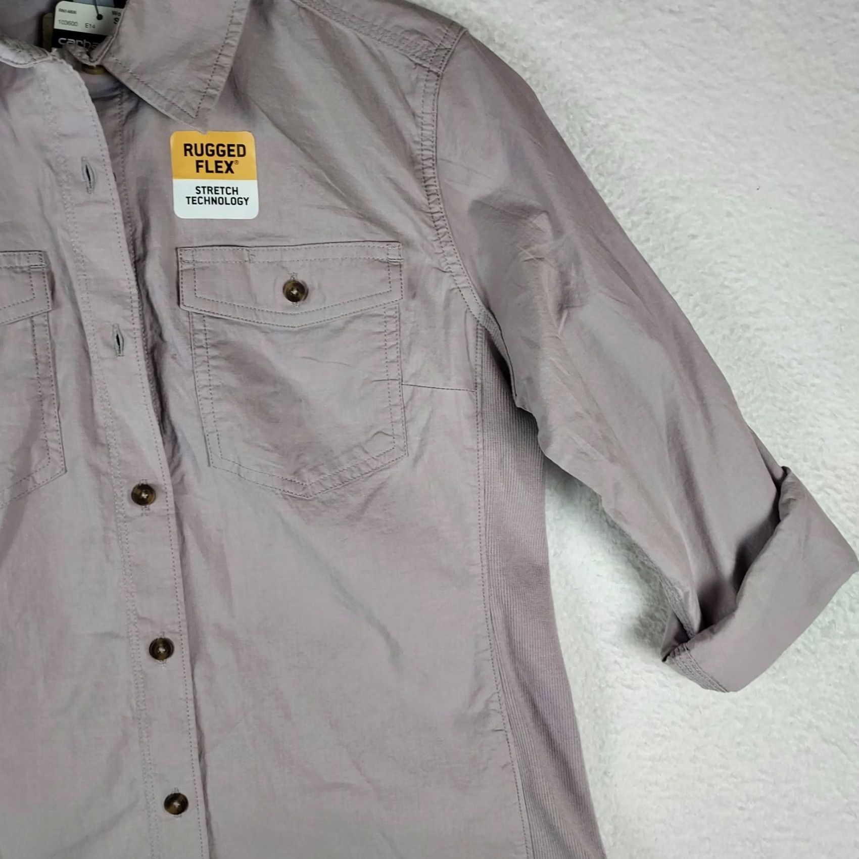Carhartt Carhartt Womens Rugged Flex Button Down Shirt S Gray Plaid Cotton Stretch Long Sleeve Button-Up Regular Mens? No, Women, Size S Size S / US 4 / IT 40 - 4 Thumbnail