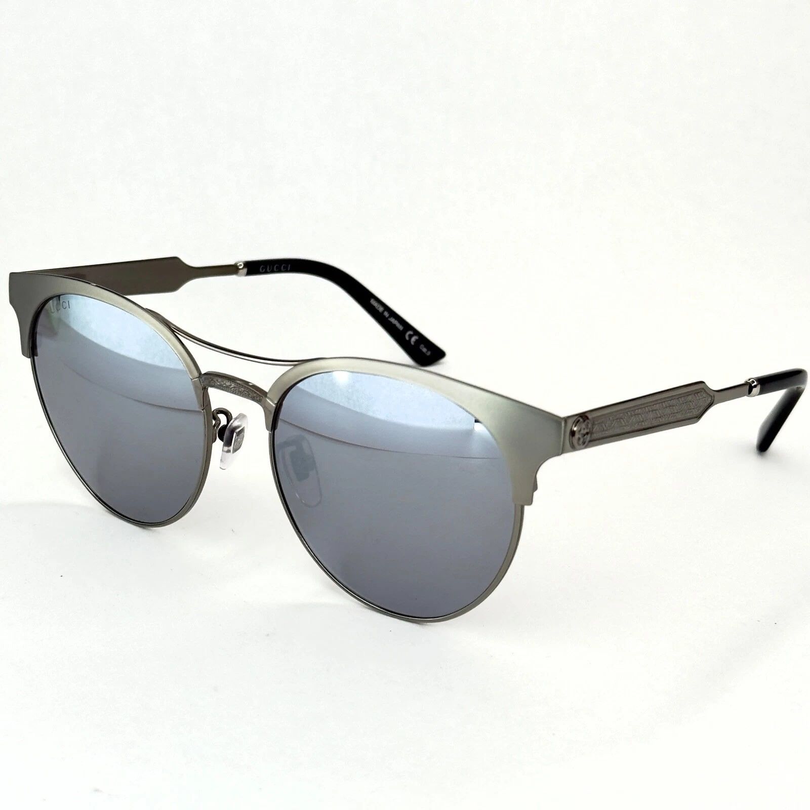 Gucci GUCCI 0075 GG0075S Ruthenium Silver Mirrored Sunglasses 005 Size ONE SIZE - 10 Thumbnail