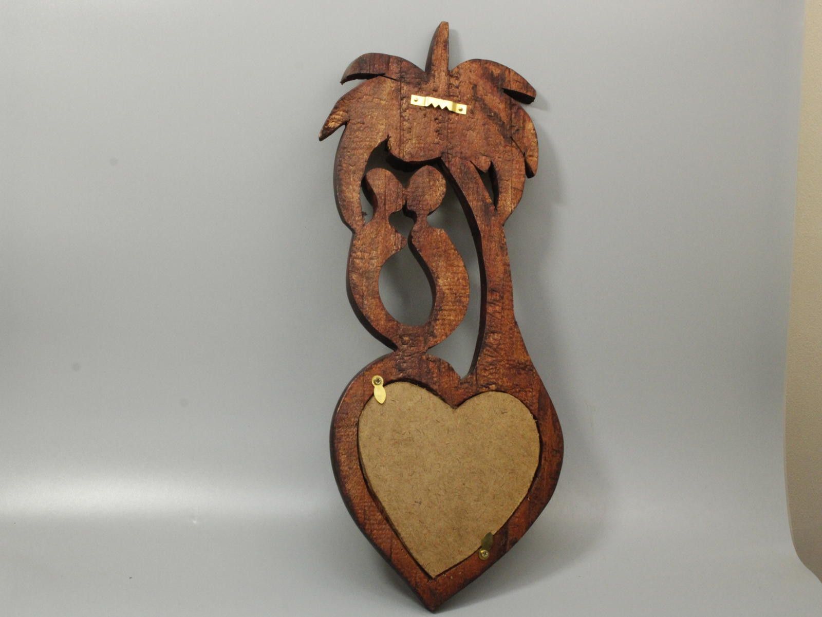 2120 Handcrafted Hand Carved Wooden Wall Hanging with Heart Palm Tree Design Size ONE SIZE - 3 Thumbnail