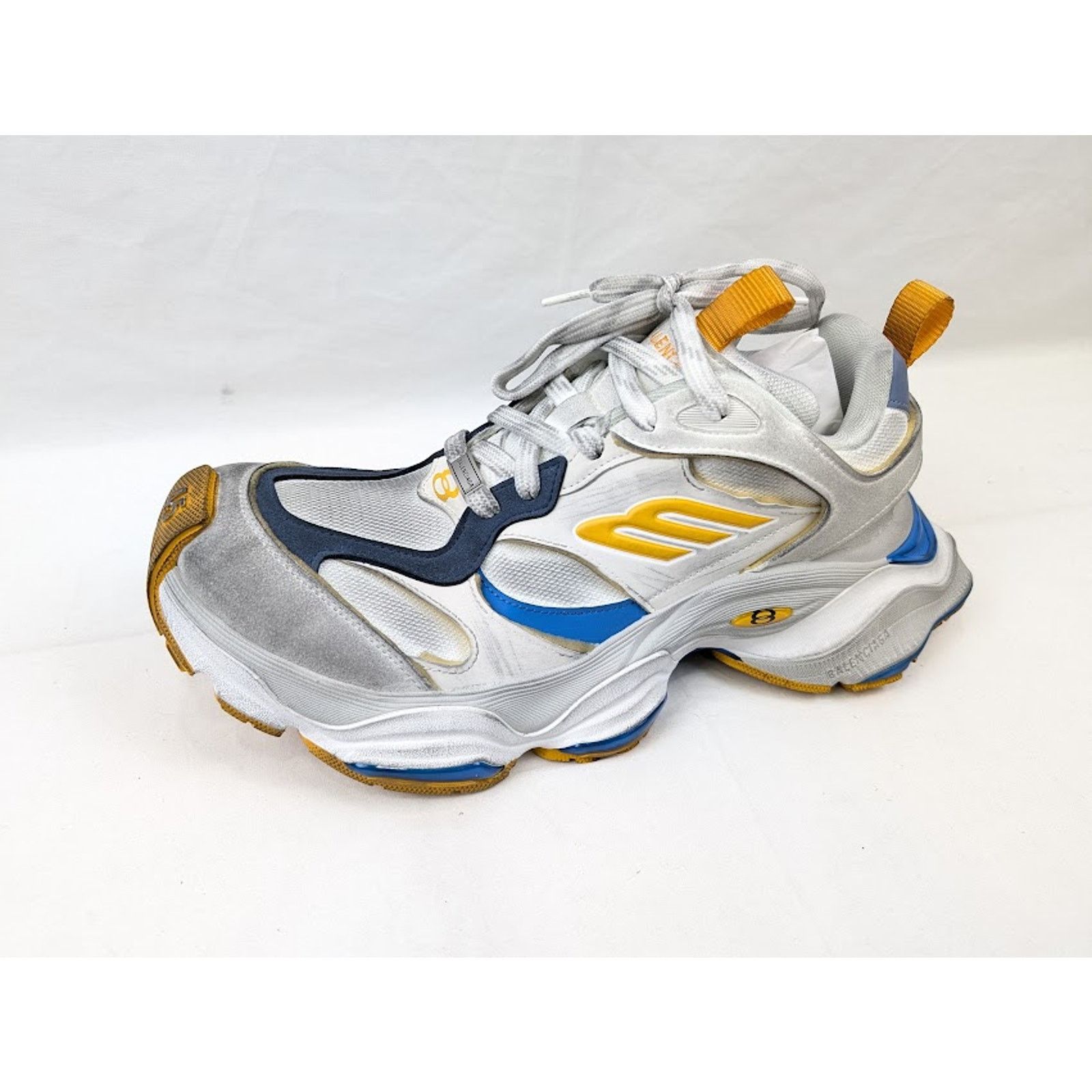 Balenciaga o1rshd1 Cargo Suede Low-Top Sneakers White/Grey/Orange/Blue Size US 10 / EU 43 - 2 Thumbnail
