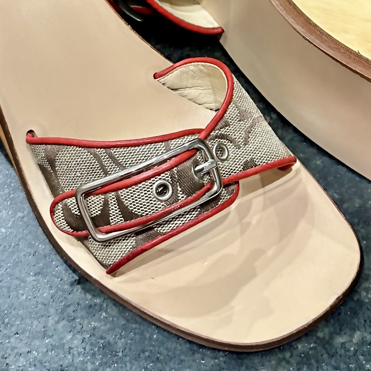 Coach *Vintage 1999* COACH Honey A2 Wooden Platform Wedge Mule Size US 7.5 / IT 37.5 - 2 Thumbnail