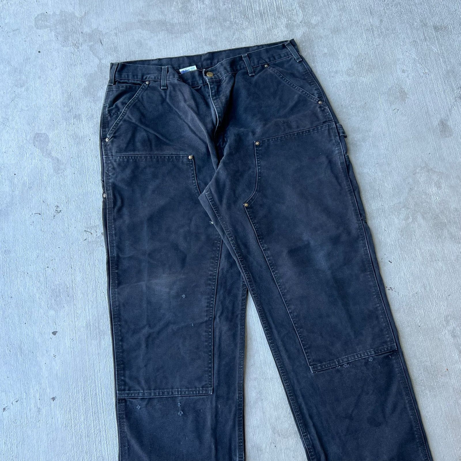 Carhartt × Vintage Carhartt faded black double knee work wear carpenter pants Size US 36 / EU 52 - 2 Thumbnail