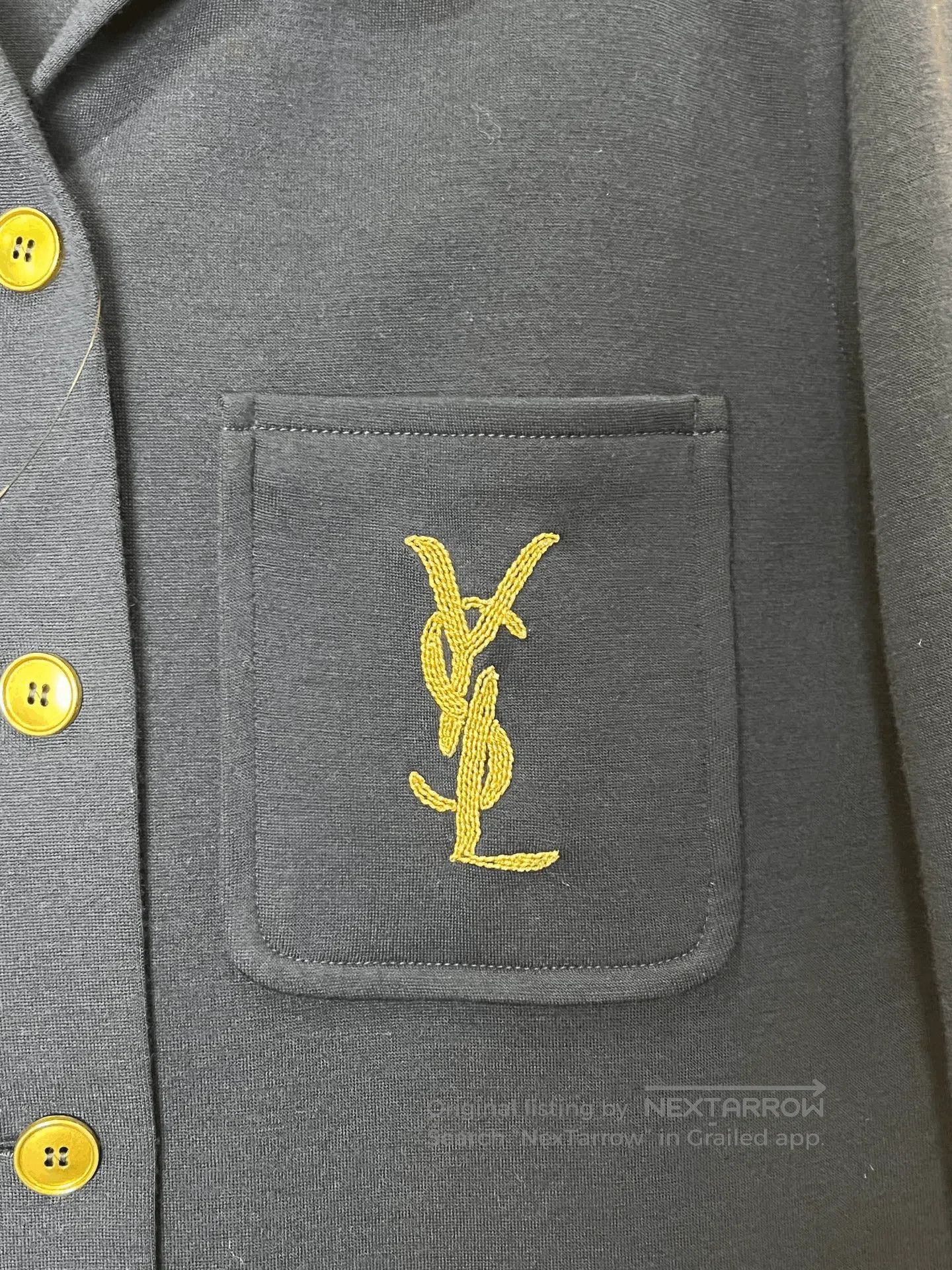 Saint Laurent Paris SLP Gold Thread Logo Shirt. Size US XXS / EU 40 - 3 Thumbnail